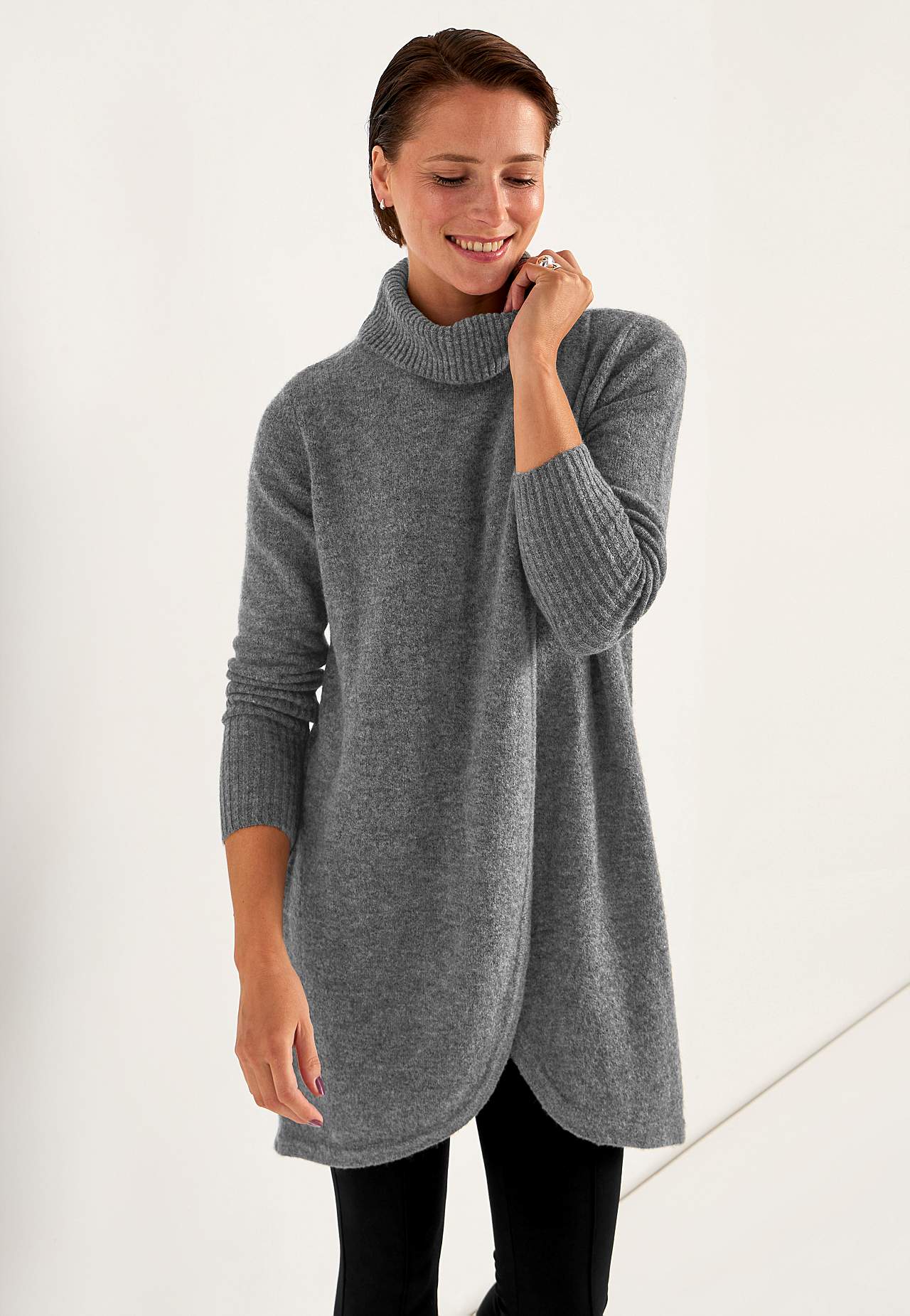 Knitted polo shirt with wrap detail at front