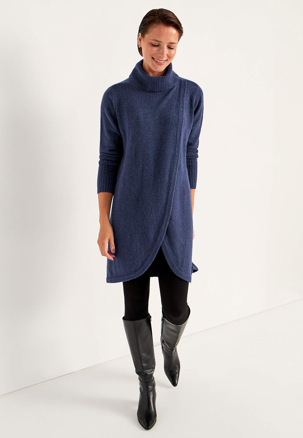 Knitted polo shirt with wrap detail at front