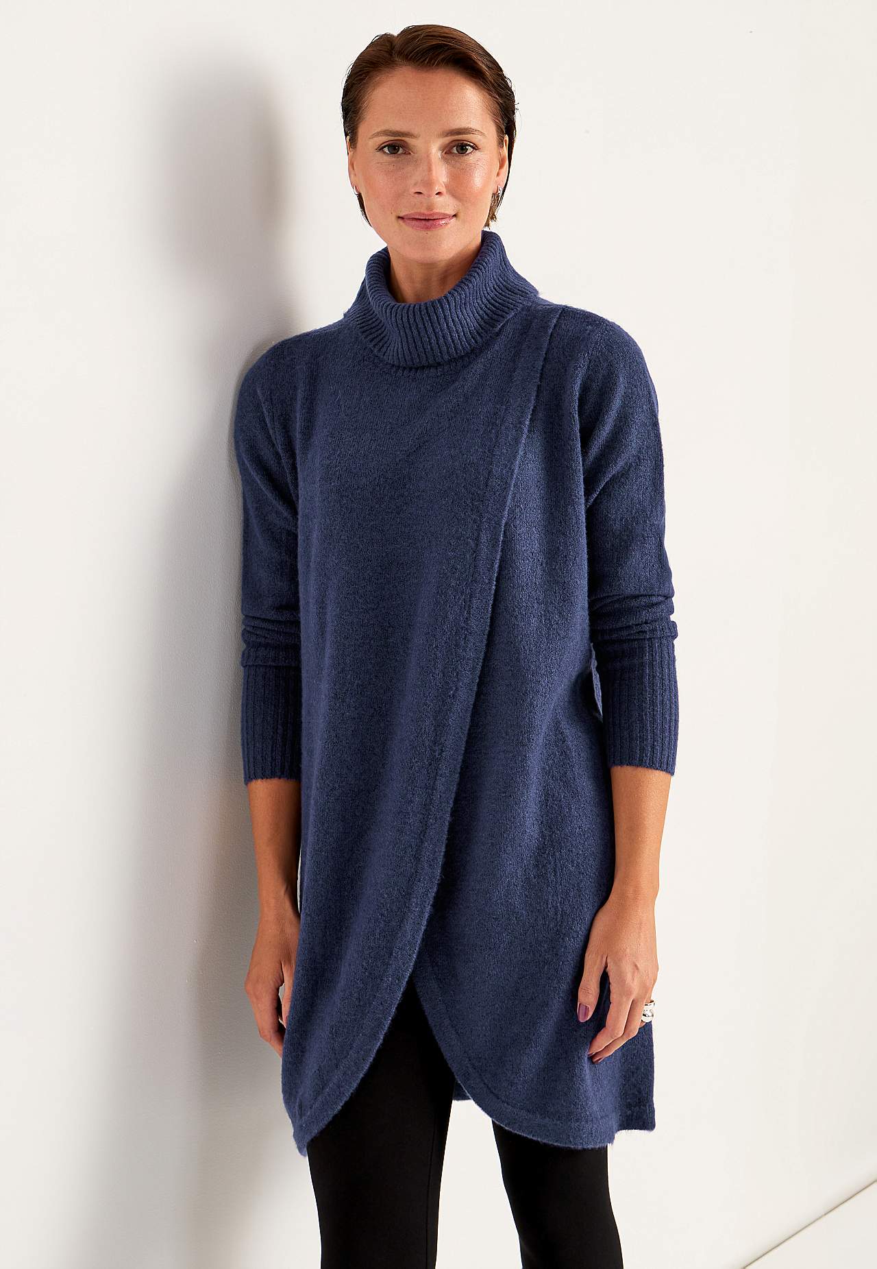Knitted polo shirt with wrap detail at front
