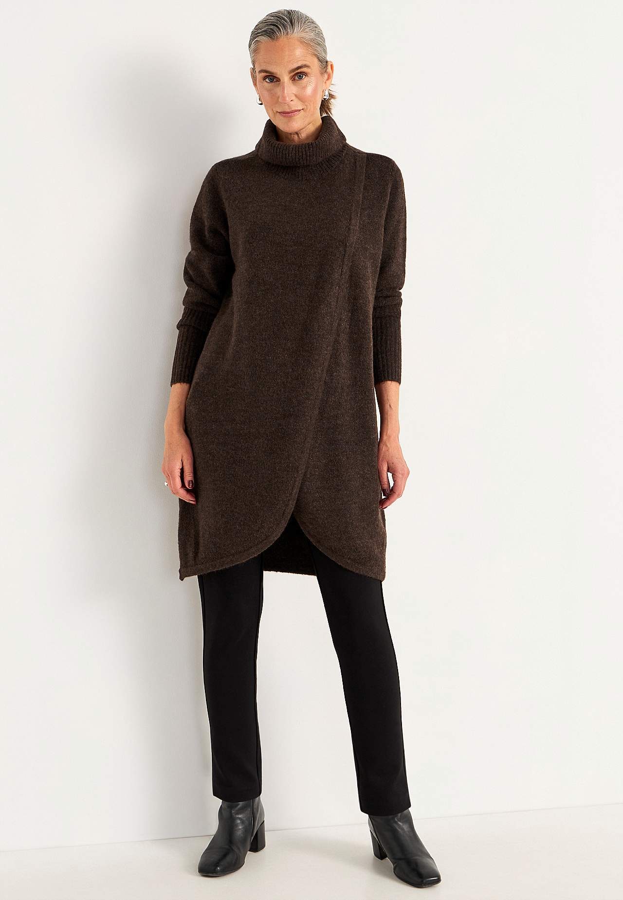Knitted polo shirt with wrap detail at front