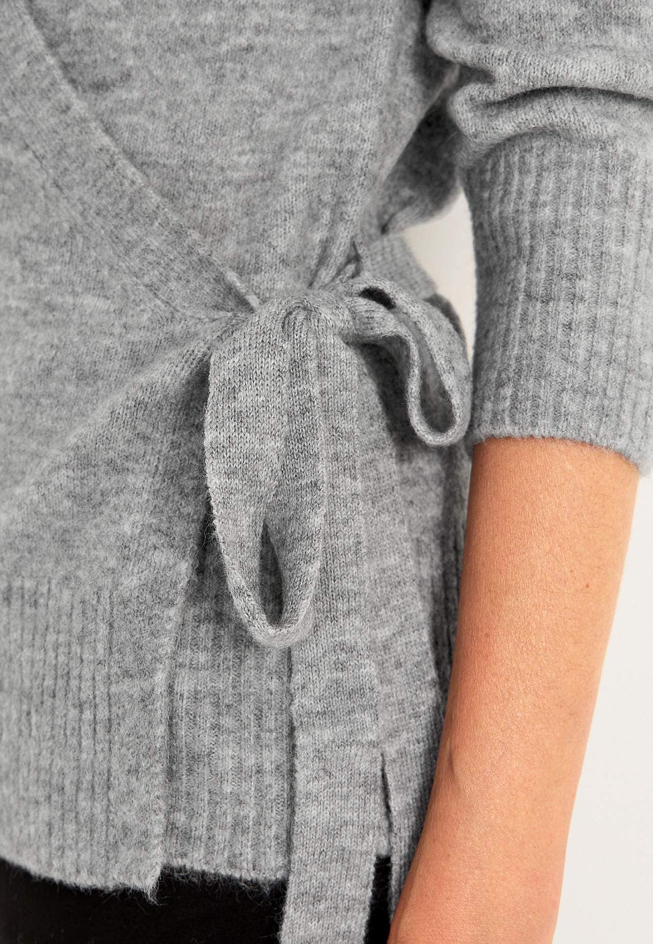 Knitted cardigan with wrap design