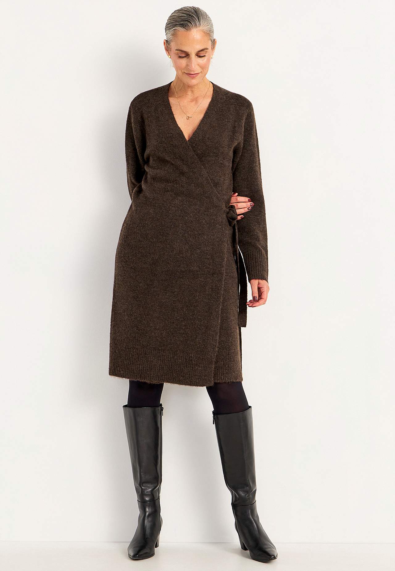Knitted dress with wrap design