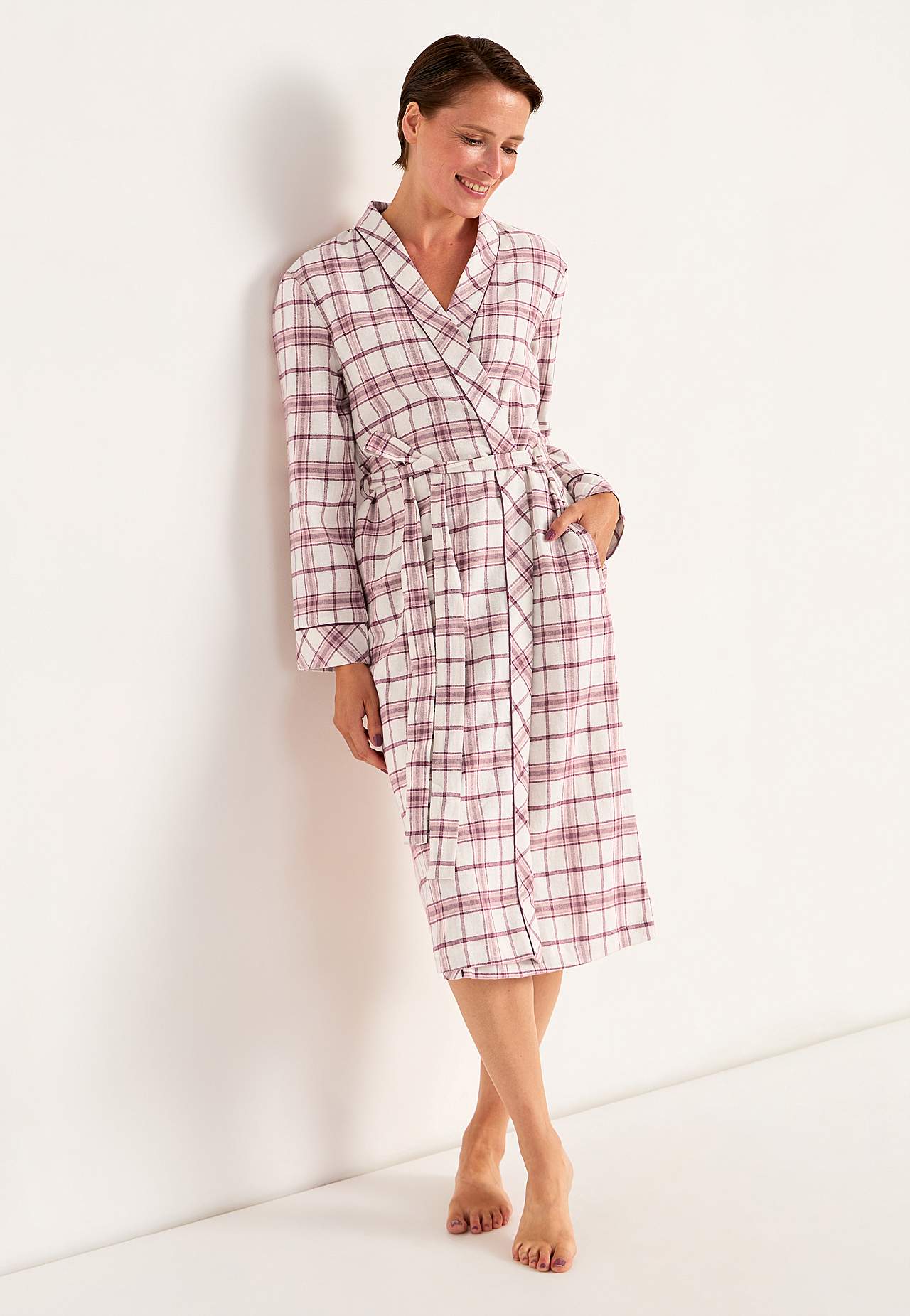 Checked robe in flannel