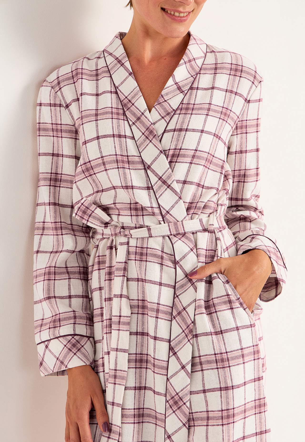 Checked robe in flannel
