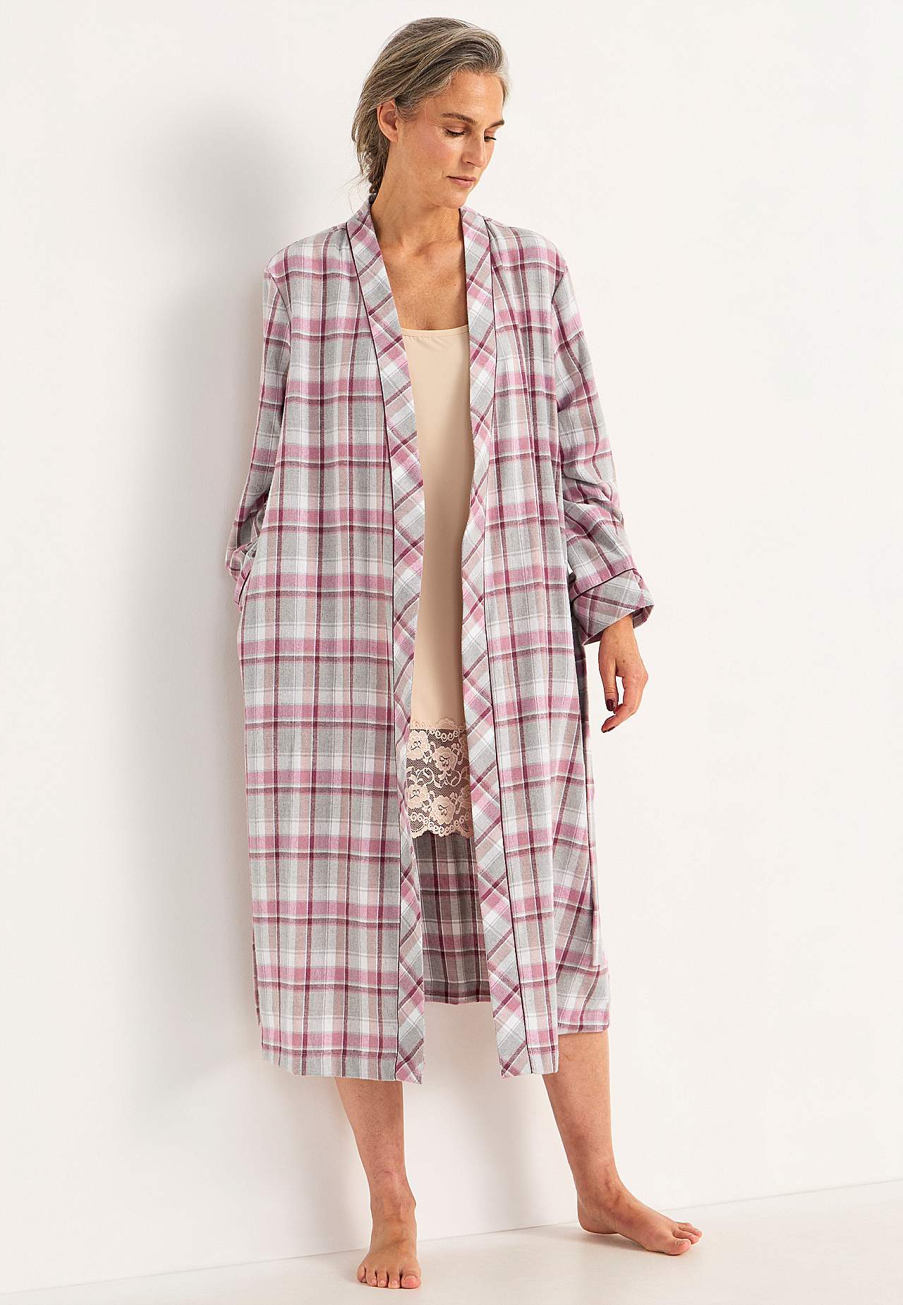 Checked robe in flannel