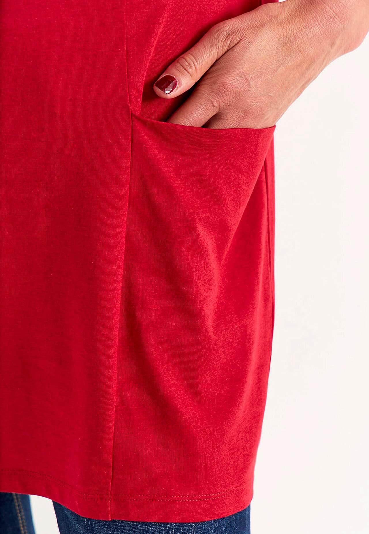 V-neck jersey tuniq with pockets