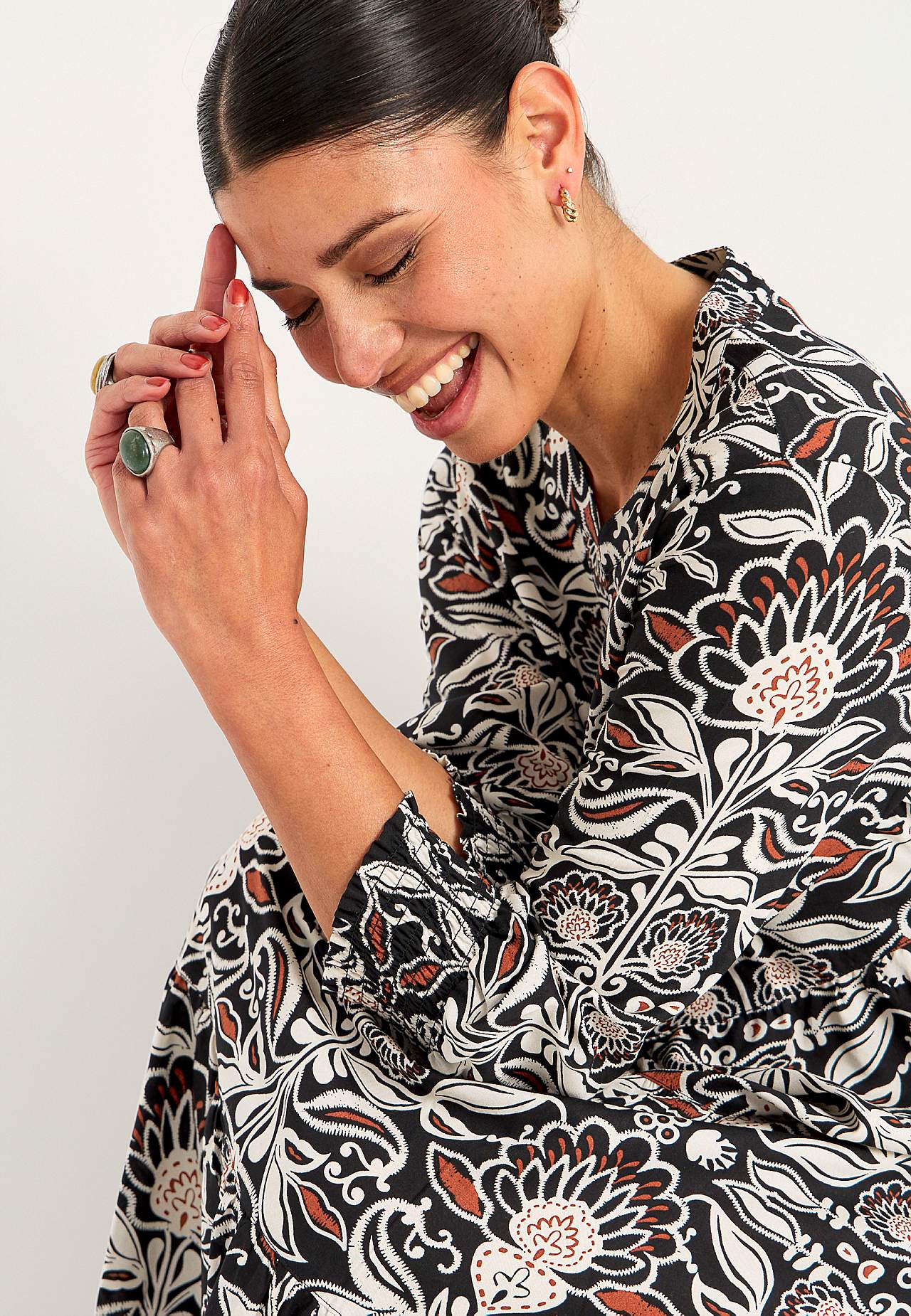 Dress with flounces