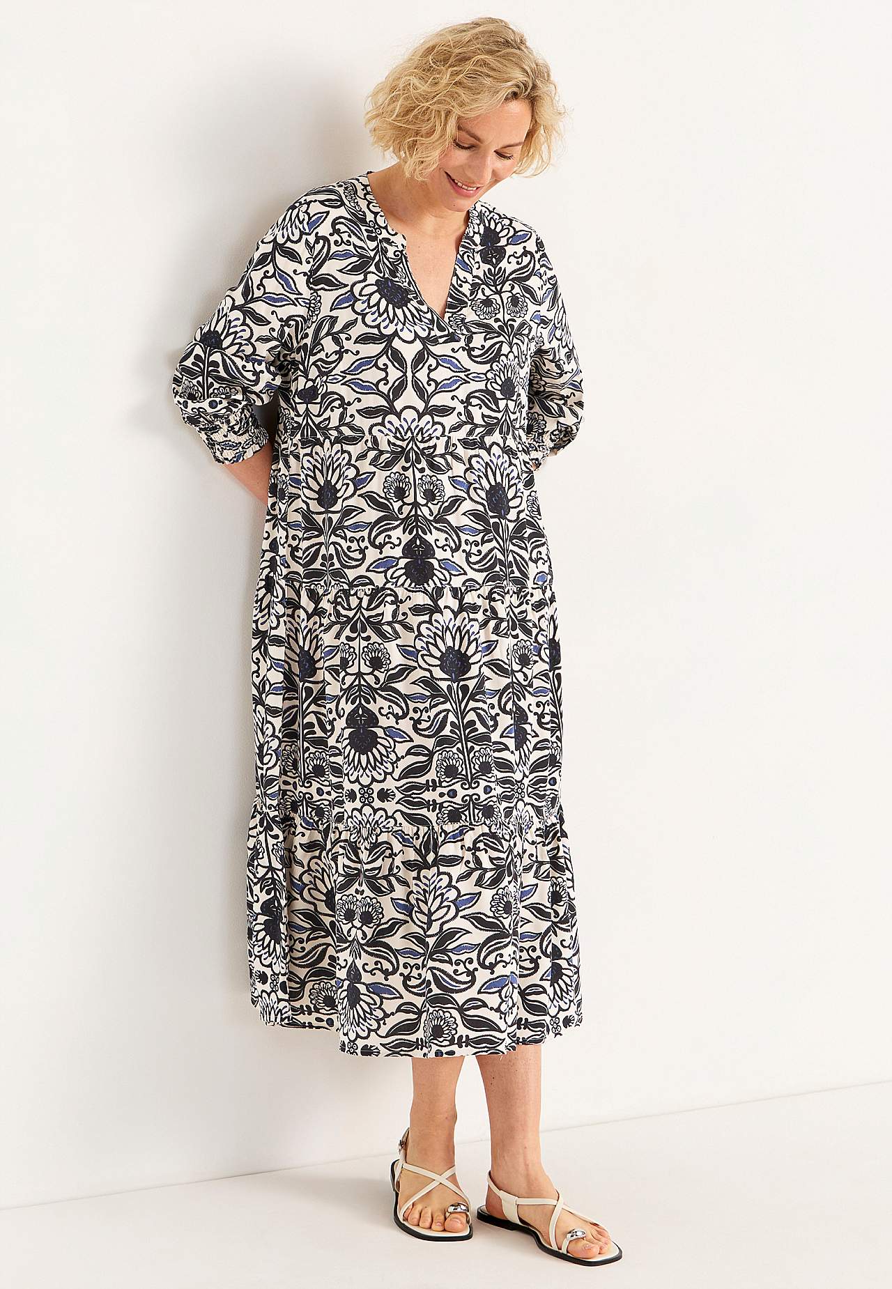 Dress with flounces