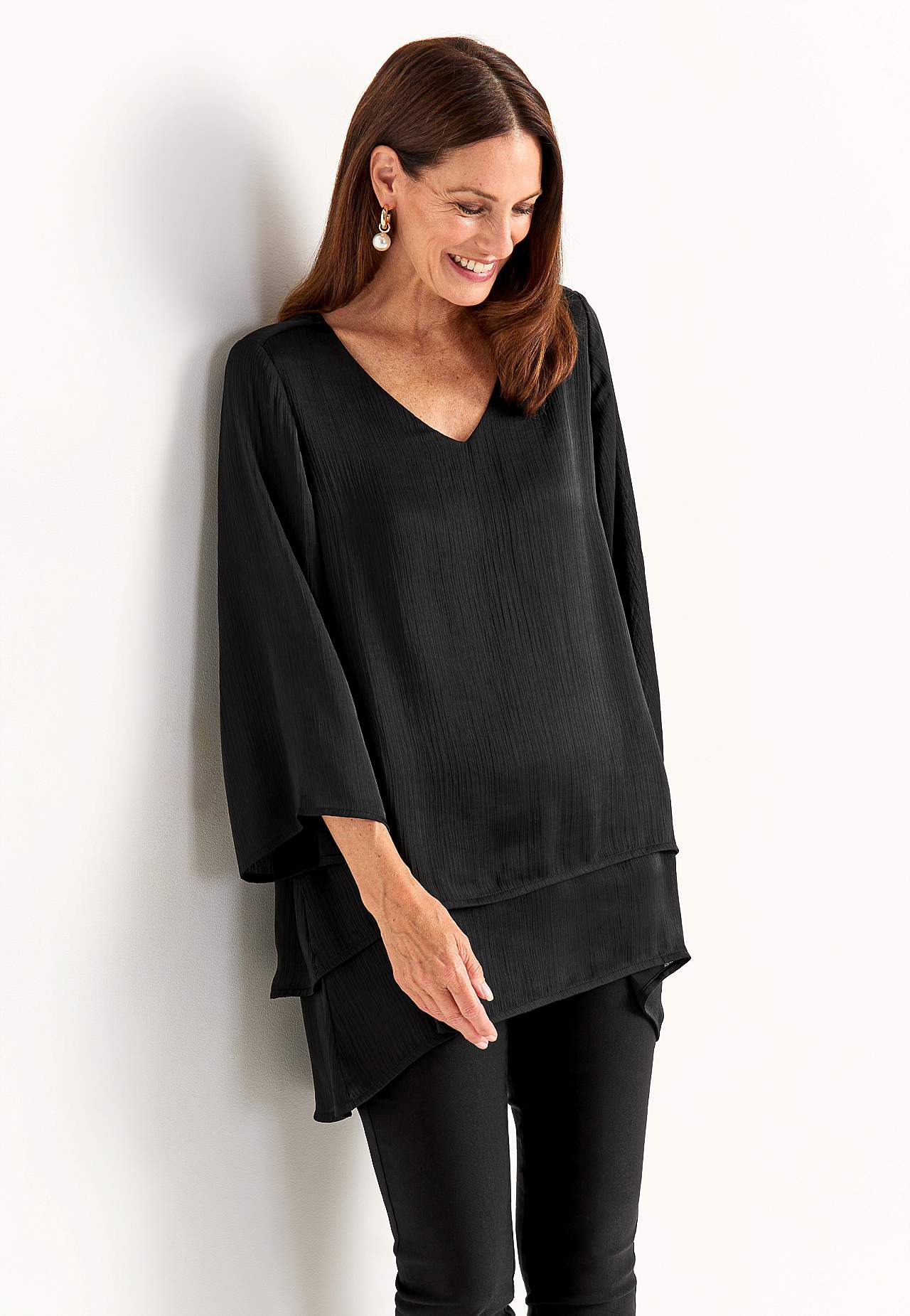 Tunic with bell sleeve