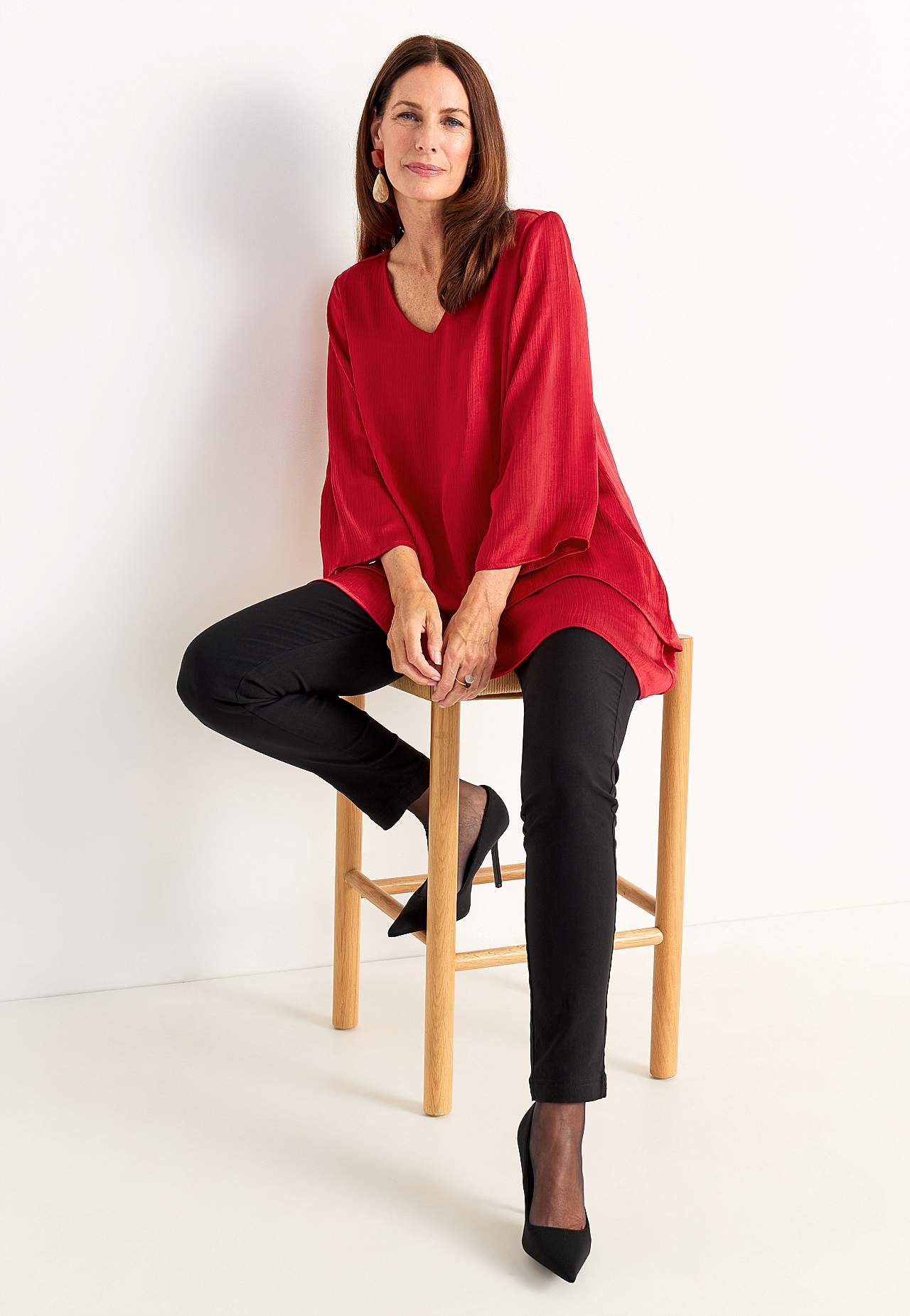 Tunic with bell sleeve