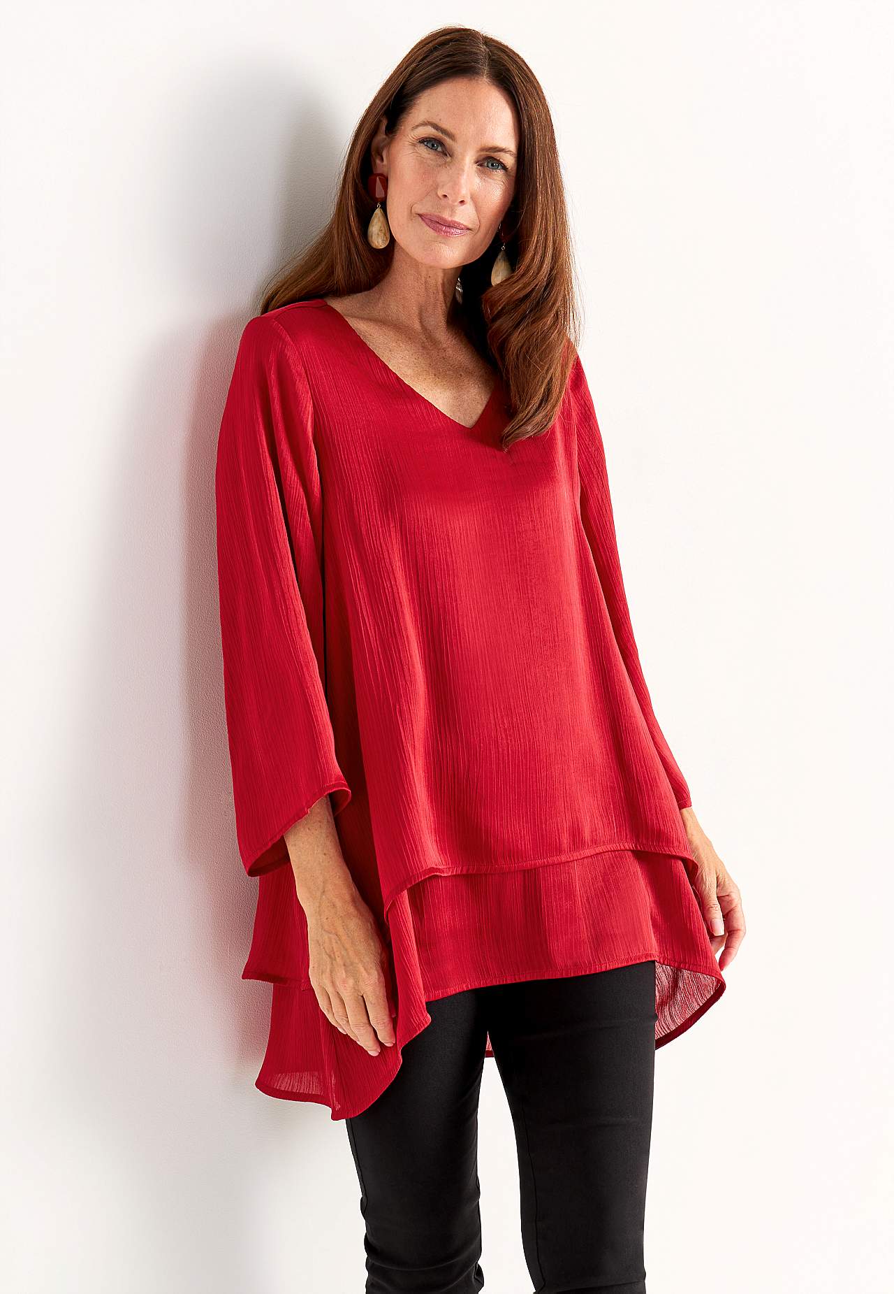 Tunic with bell sleeve