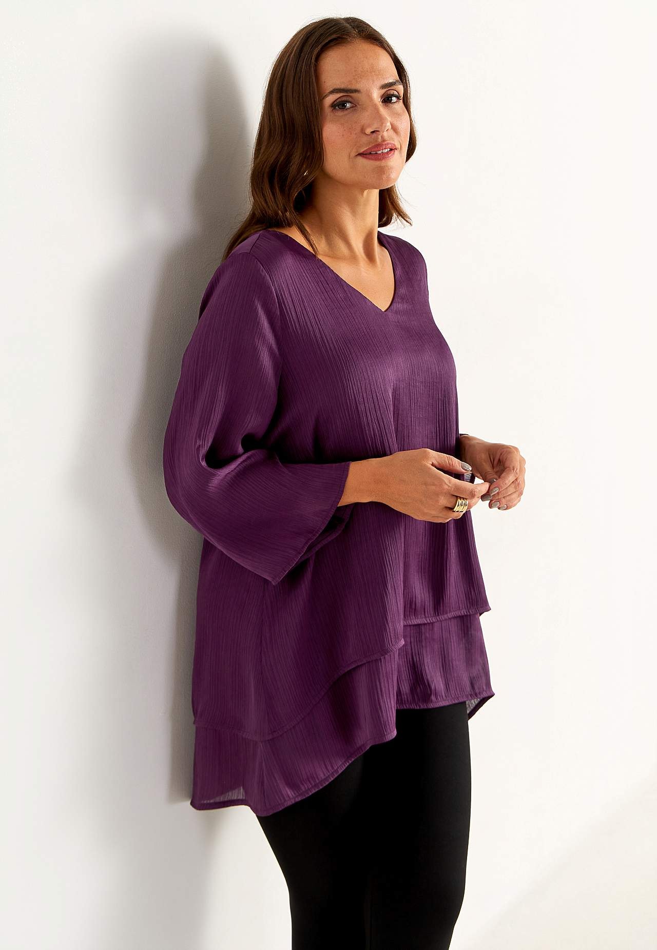 Tunic with bell sleeve