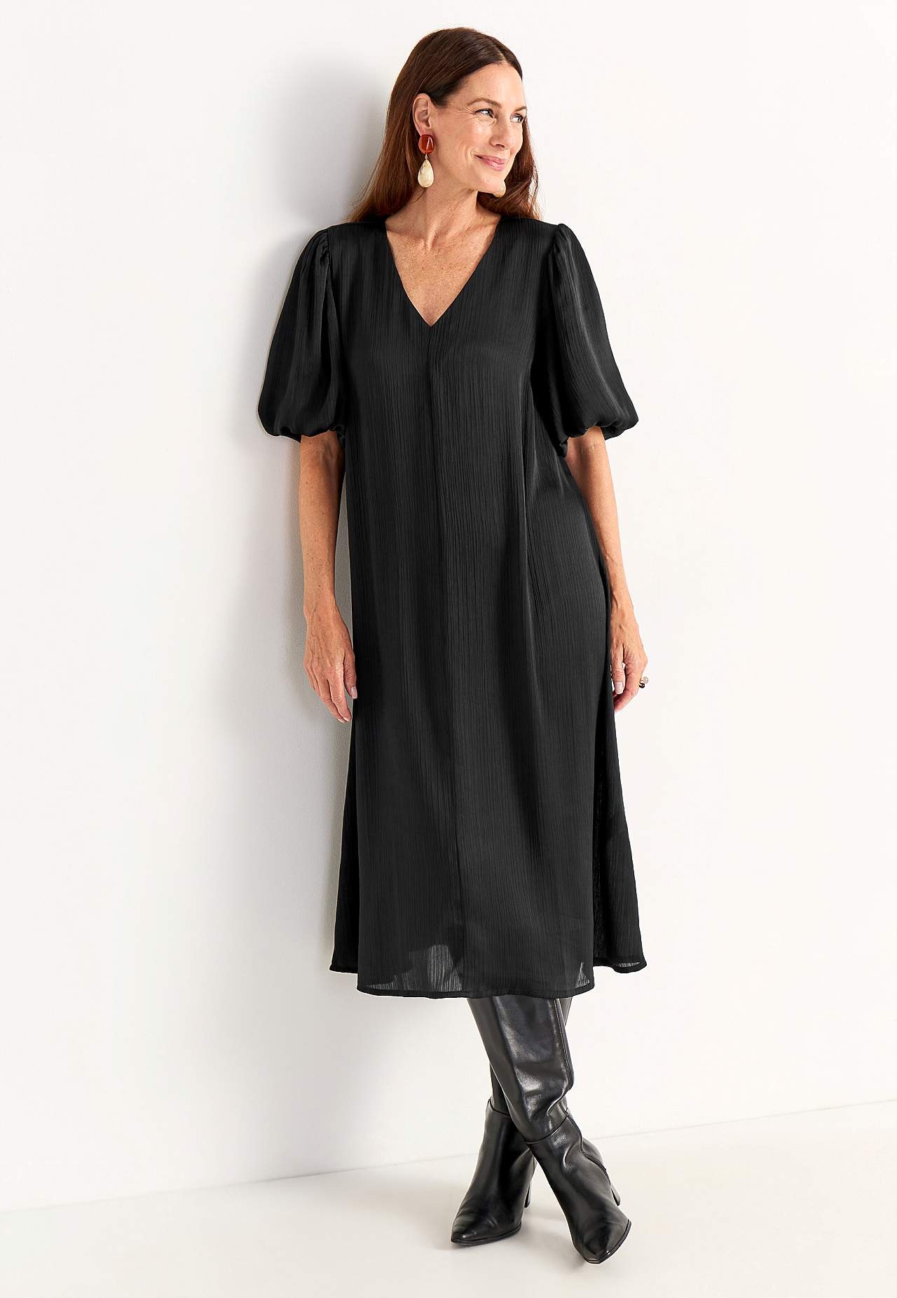Dress with puff sleeve
