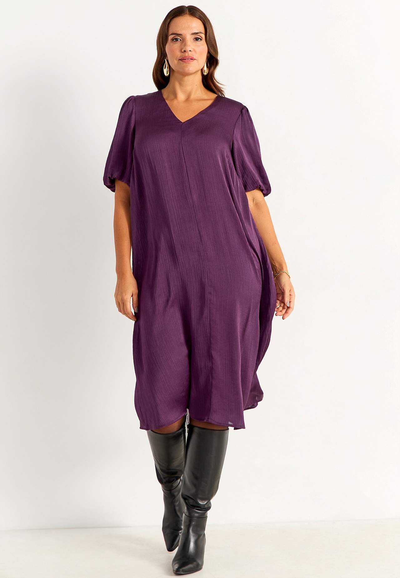 Dress with puff sleeve