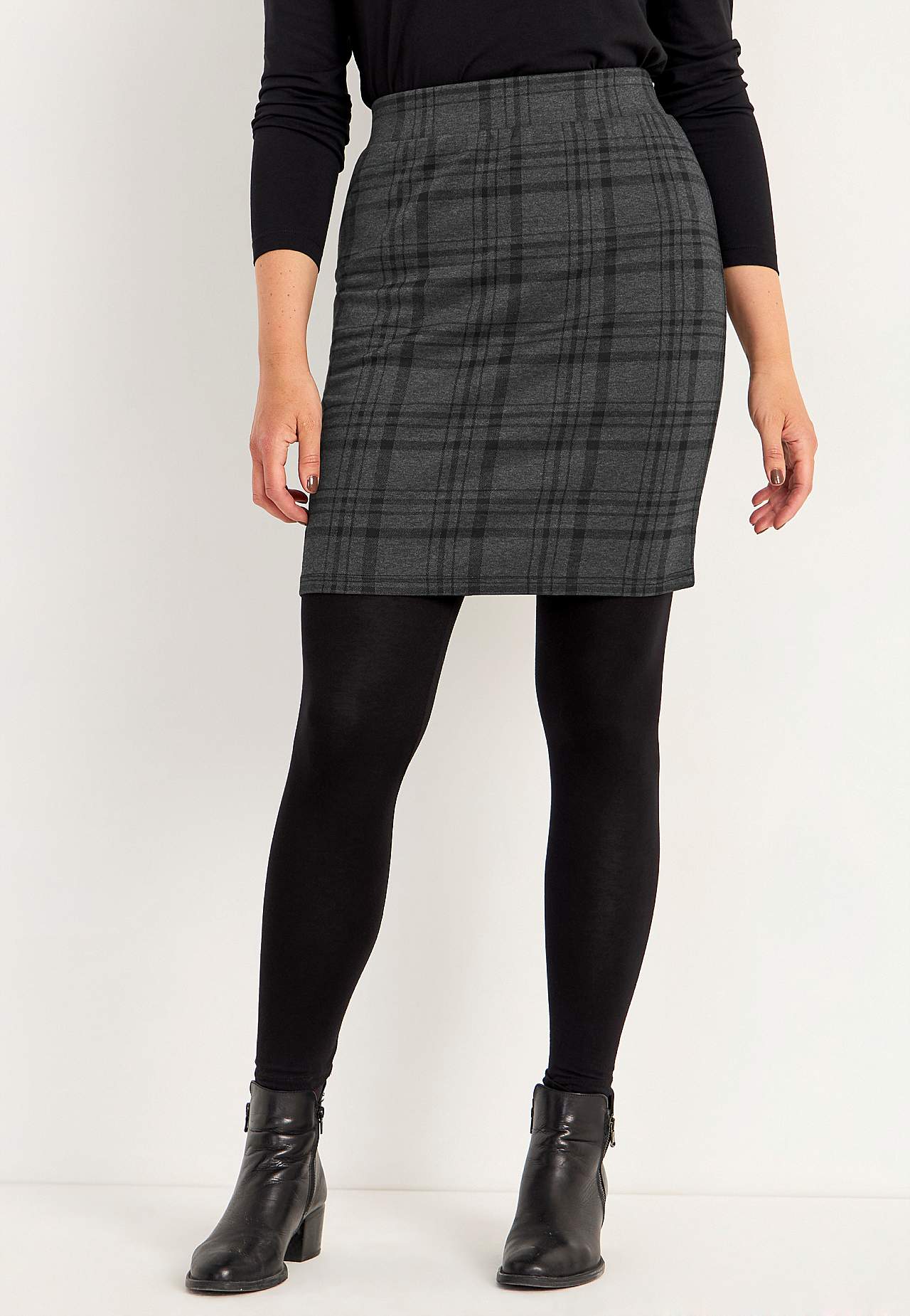 Checked jersey skirt