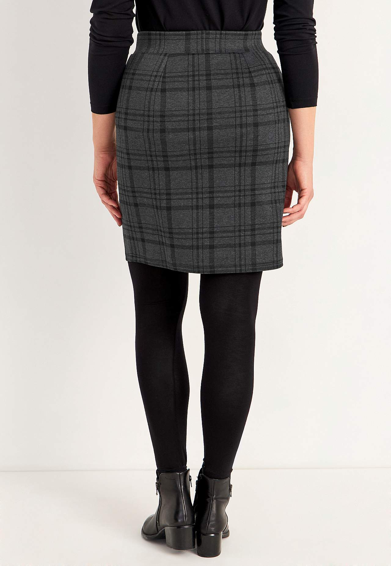 Checked jersey skirt