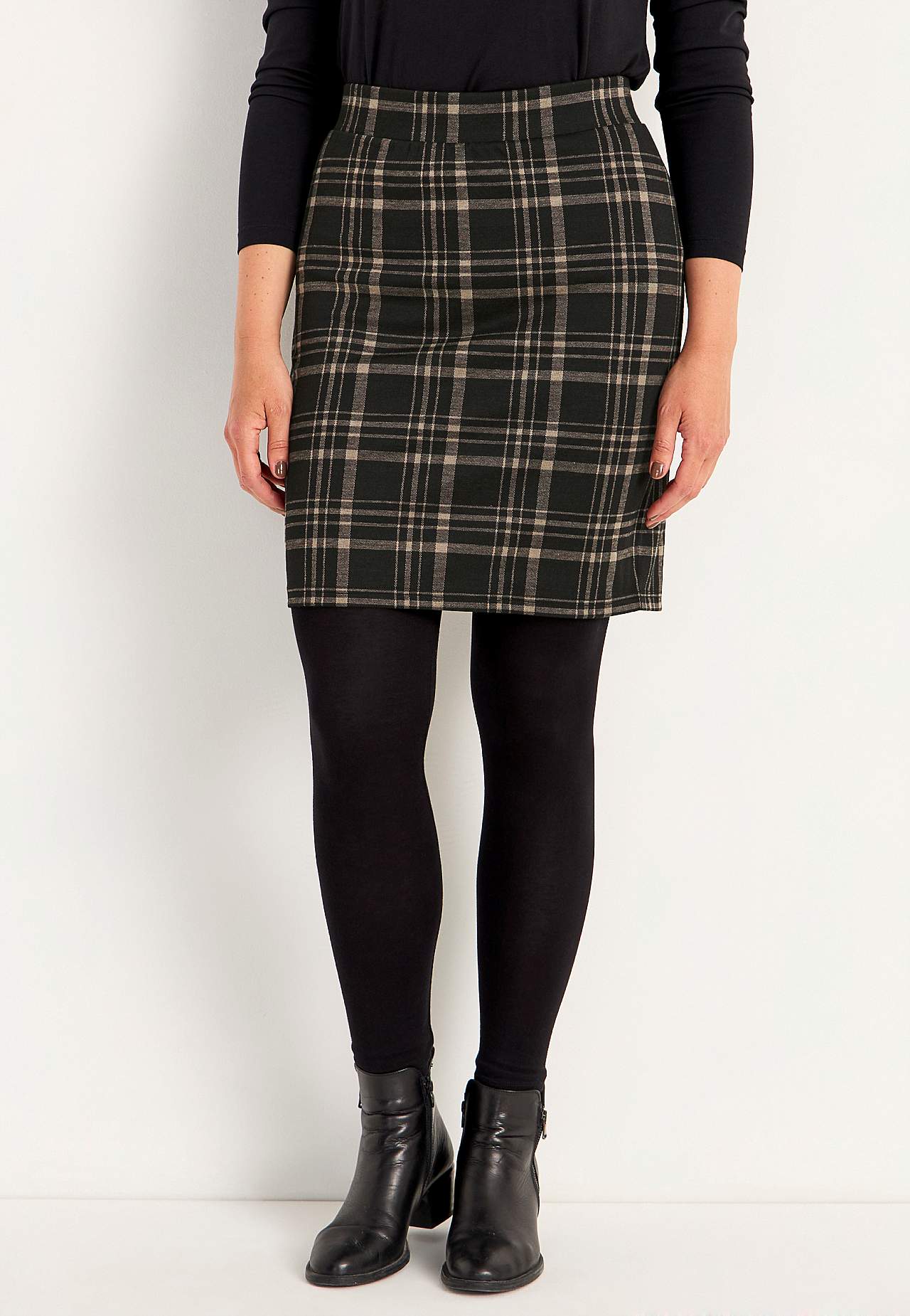 Checked jersey skirt