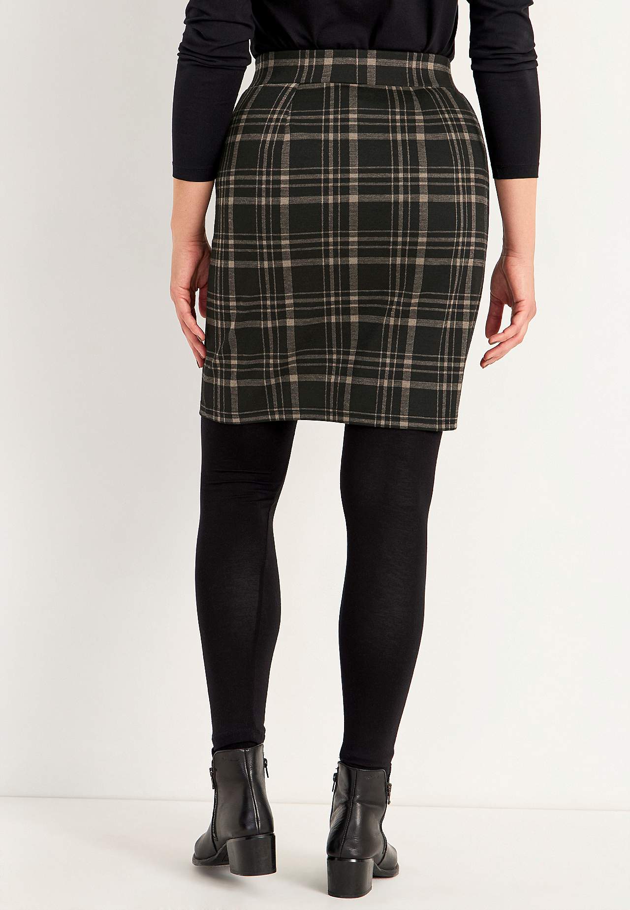 Checked jersey skirt