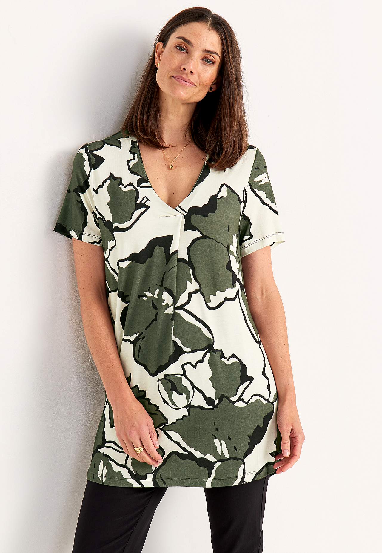 V-neck jersey tuniq