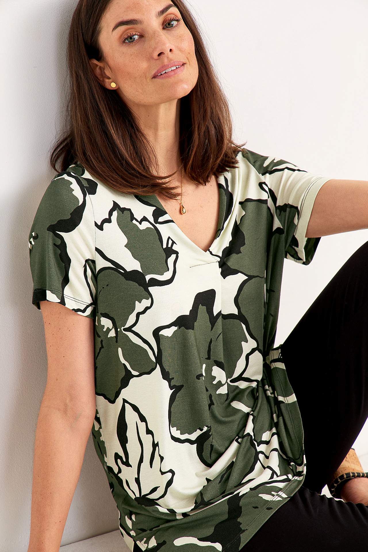 V-neck jersey tuniq