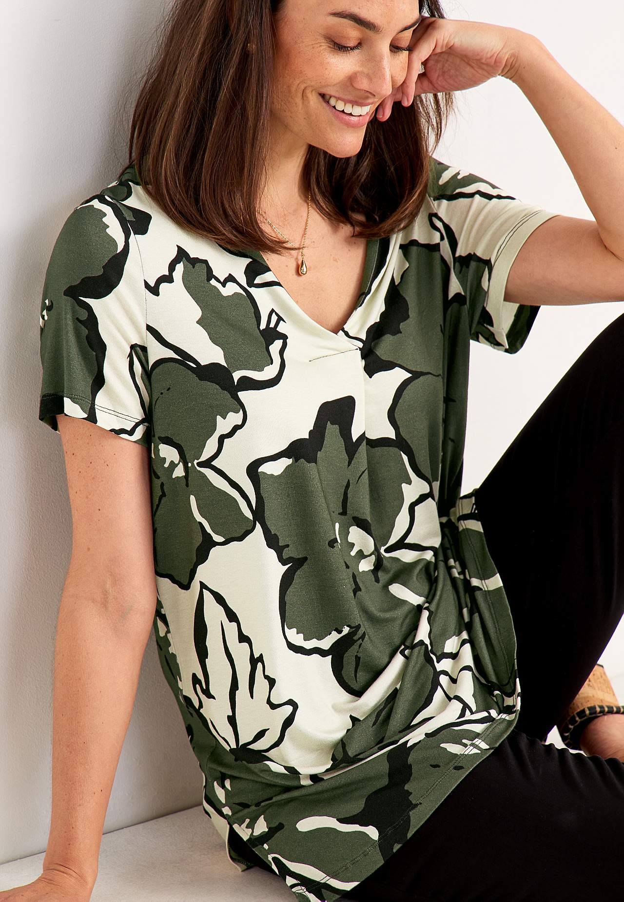 V-neck jersey tuniq