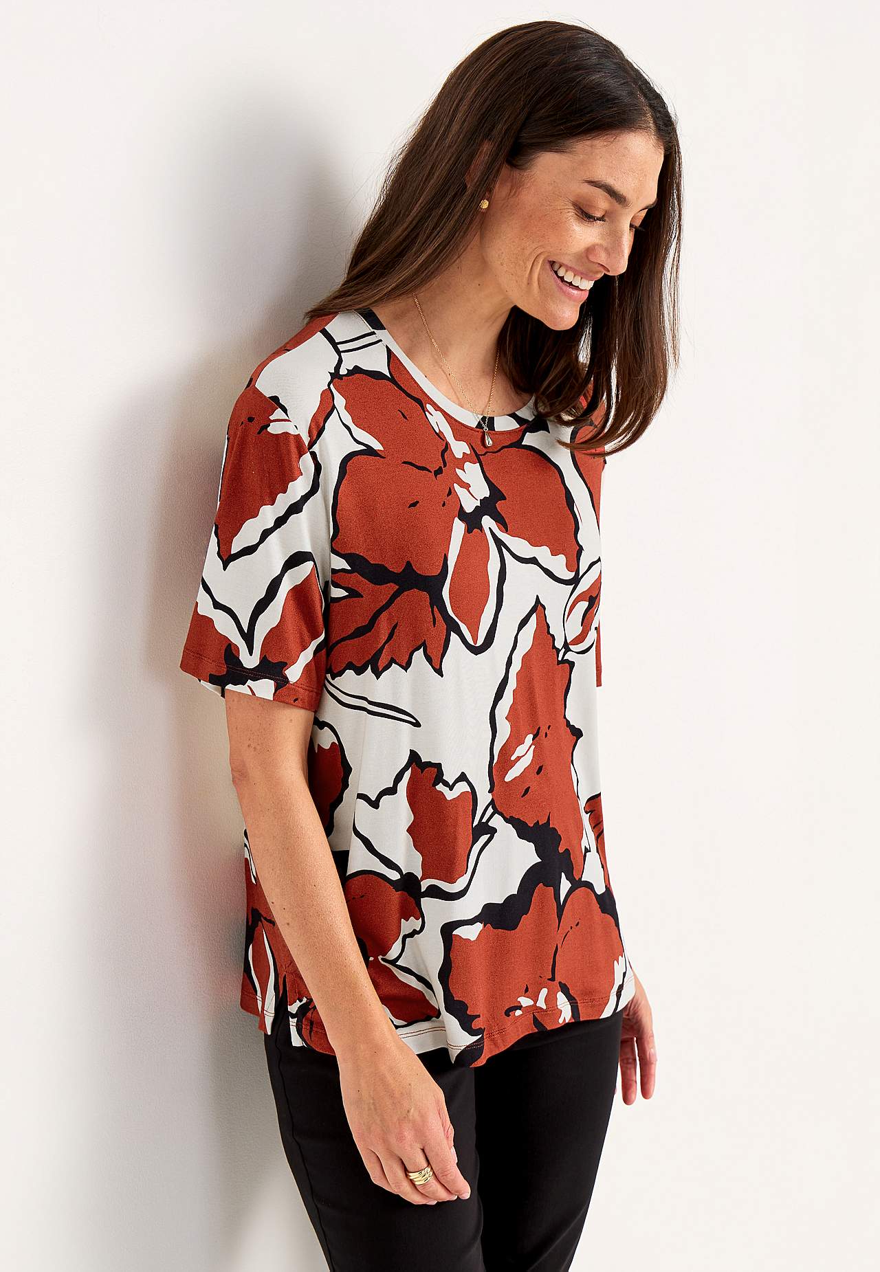 Jersey top with crew-neck