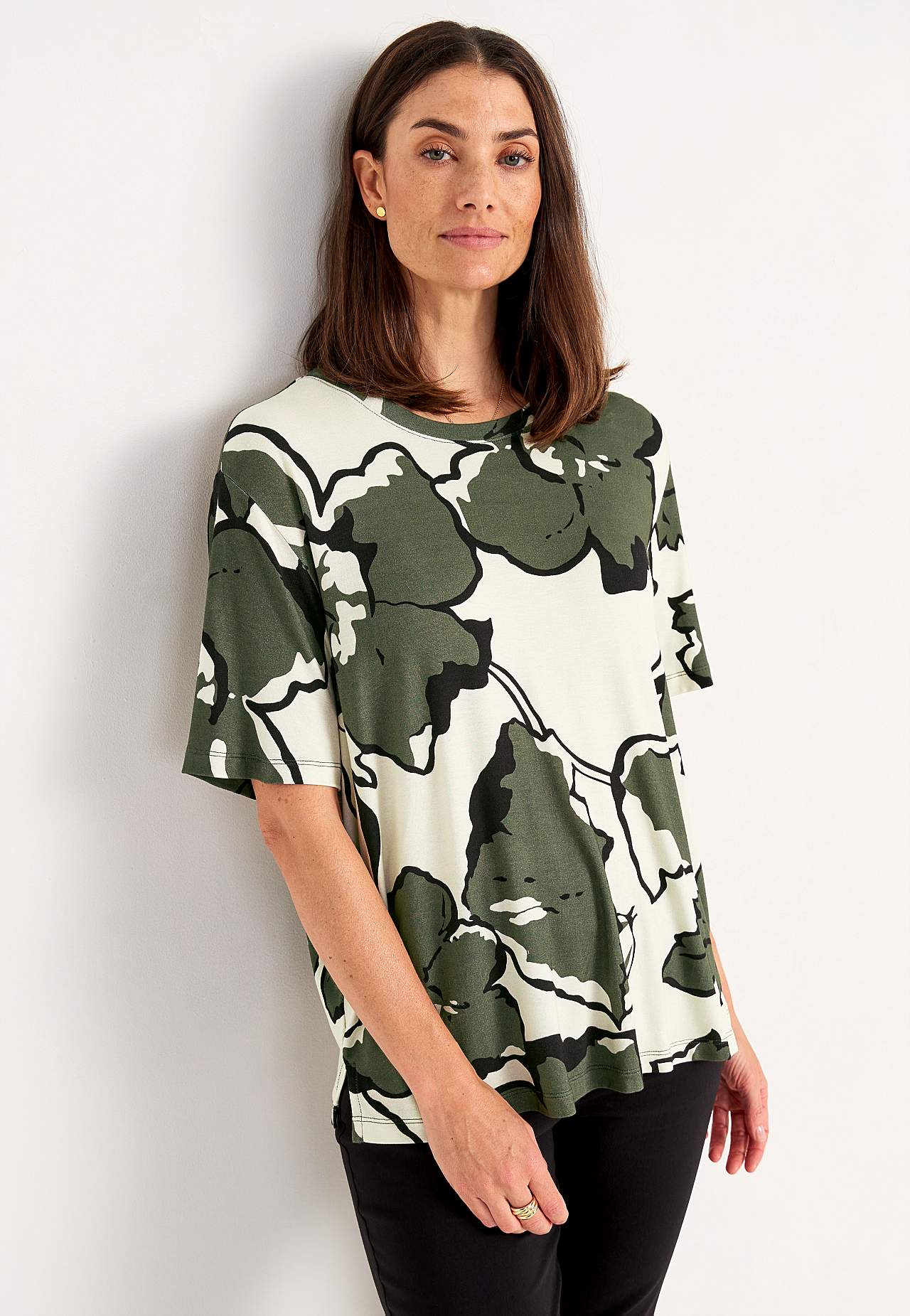 Jersey top with crew-neck