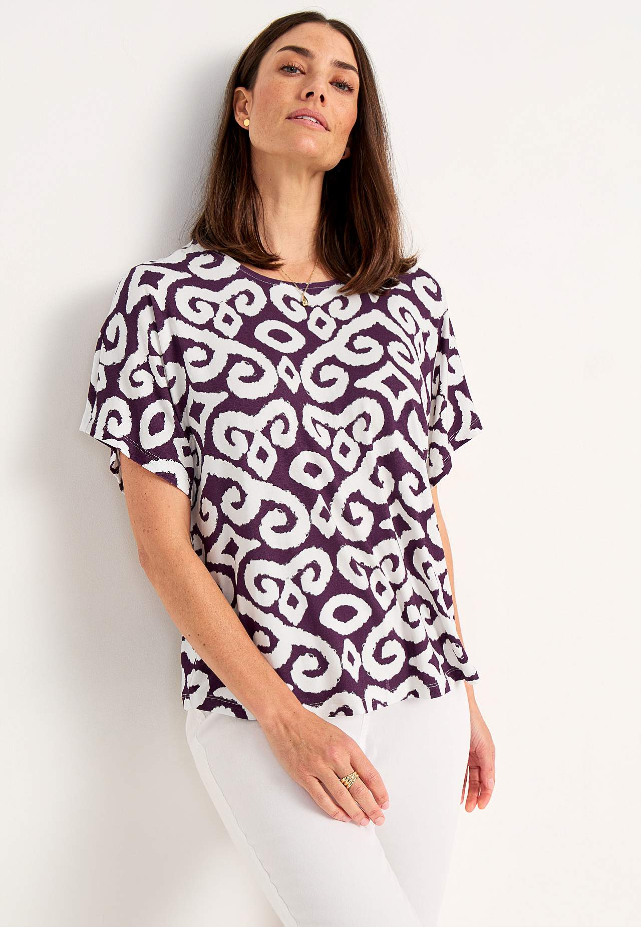 Jersey top with short sleeves