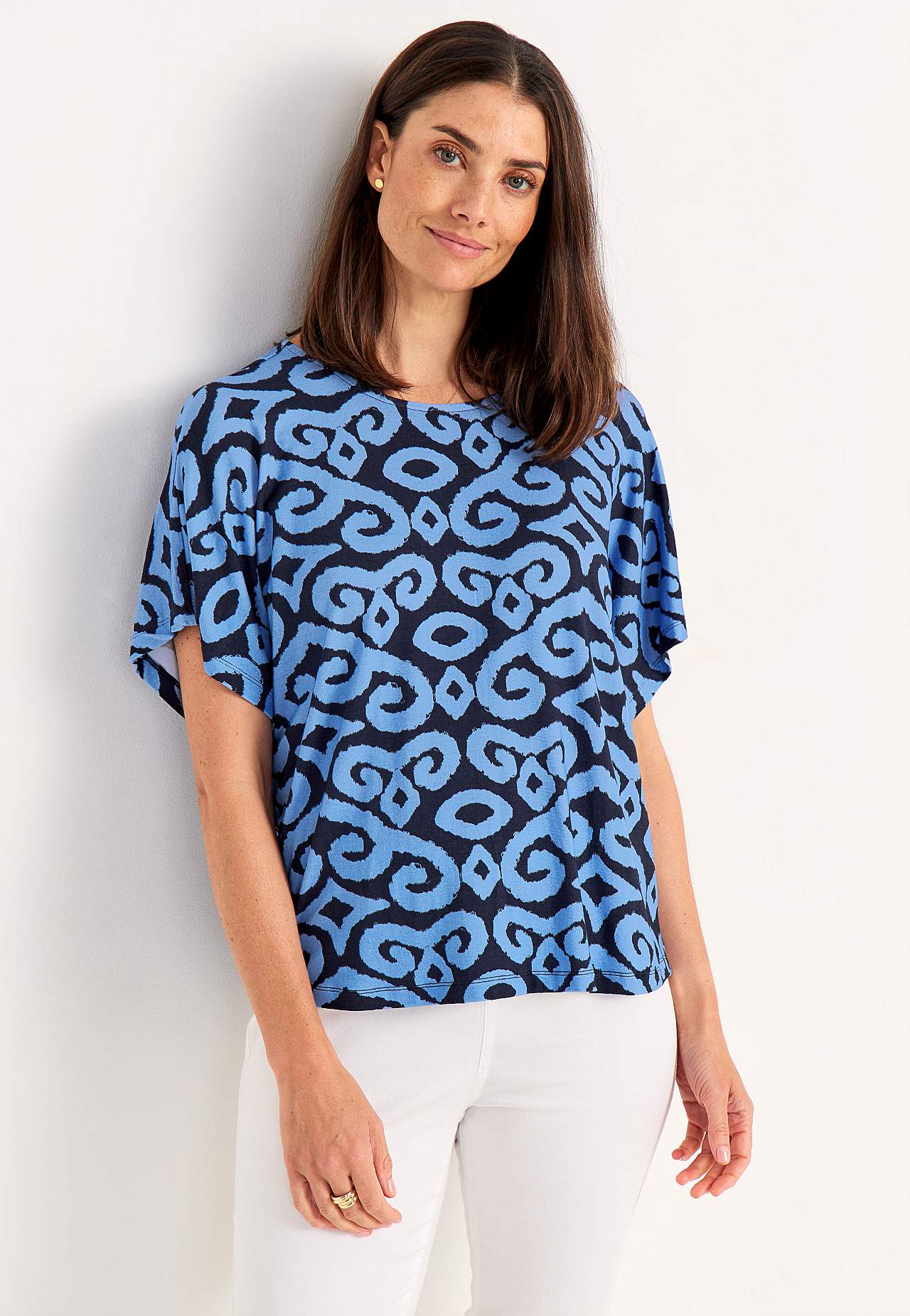 Jersey top with short sleeves