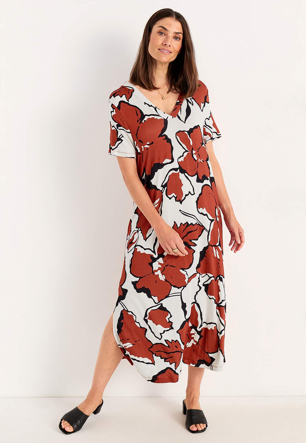 V-neck jersey dress
