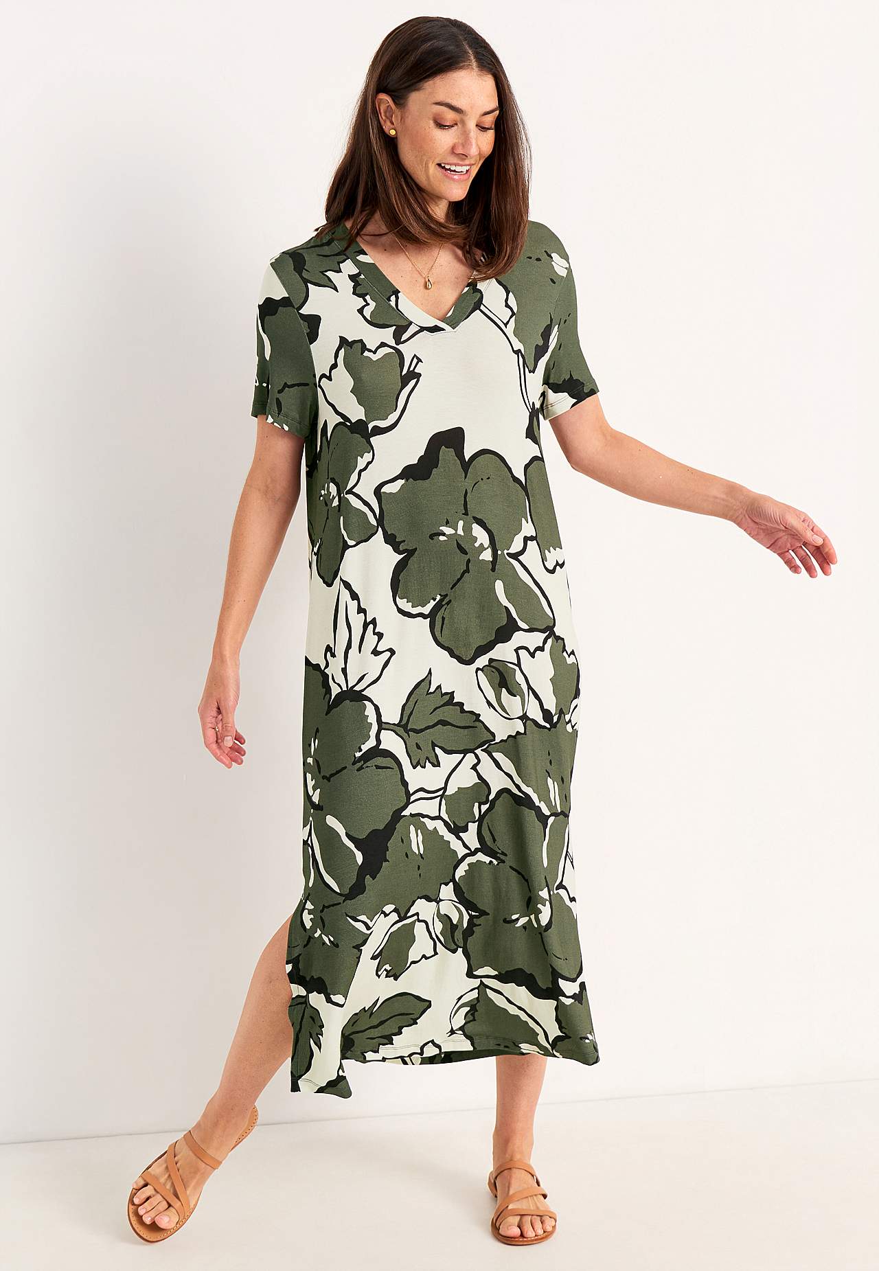 V-neck jersey dress