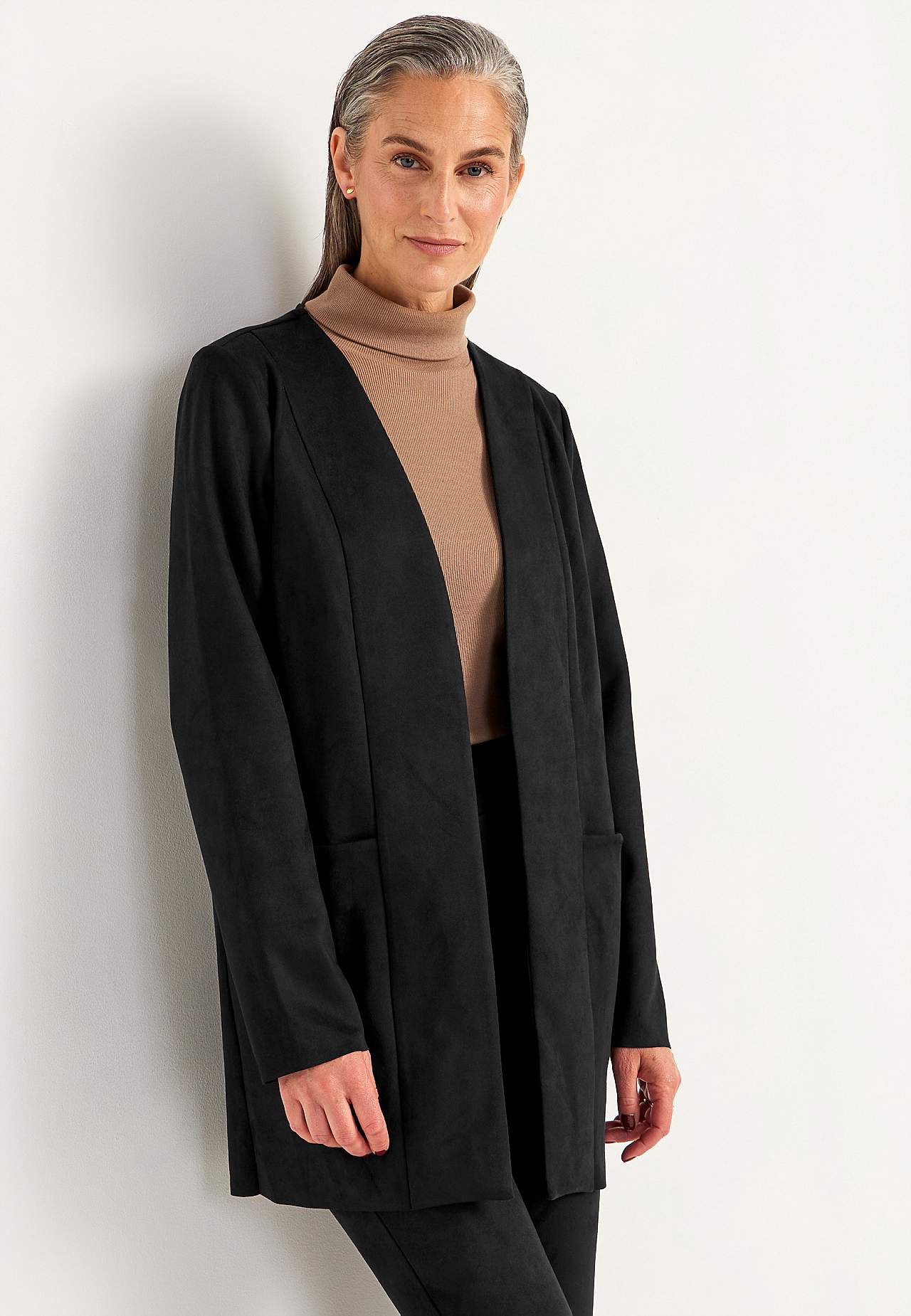 Tricot jacket with suede look