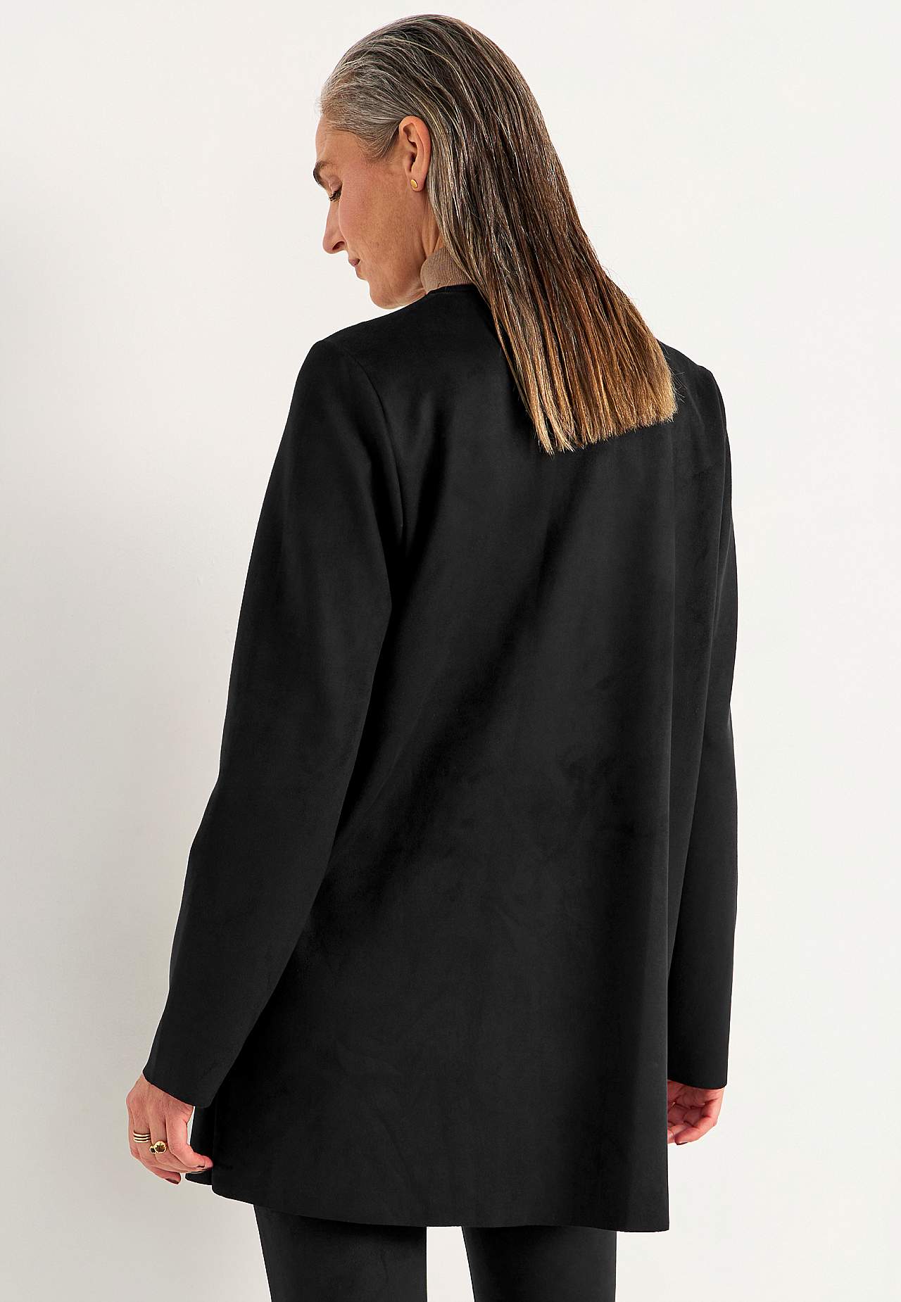 Tricot jacket with suede look