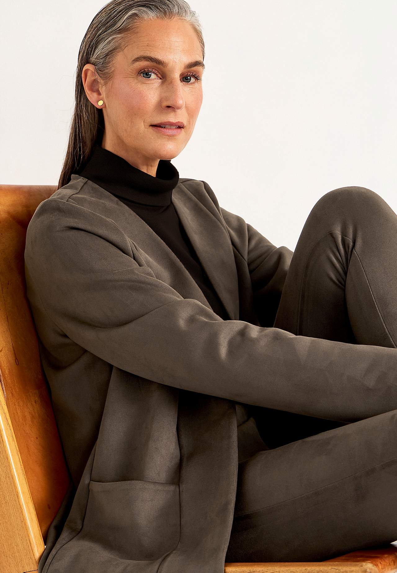 Tricot jacket with suede look