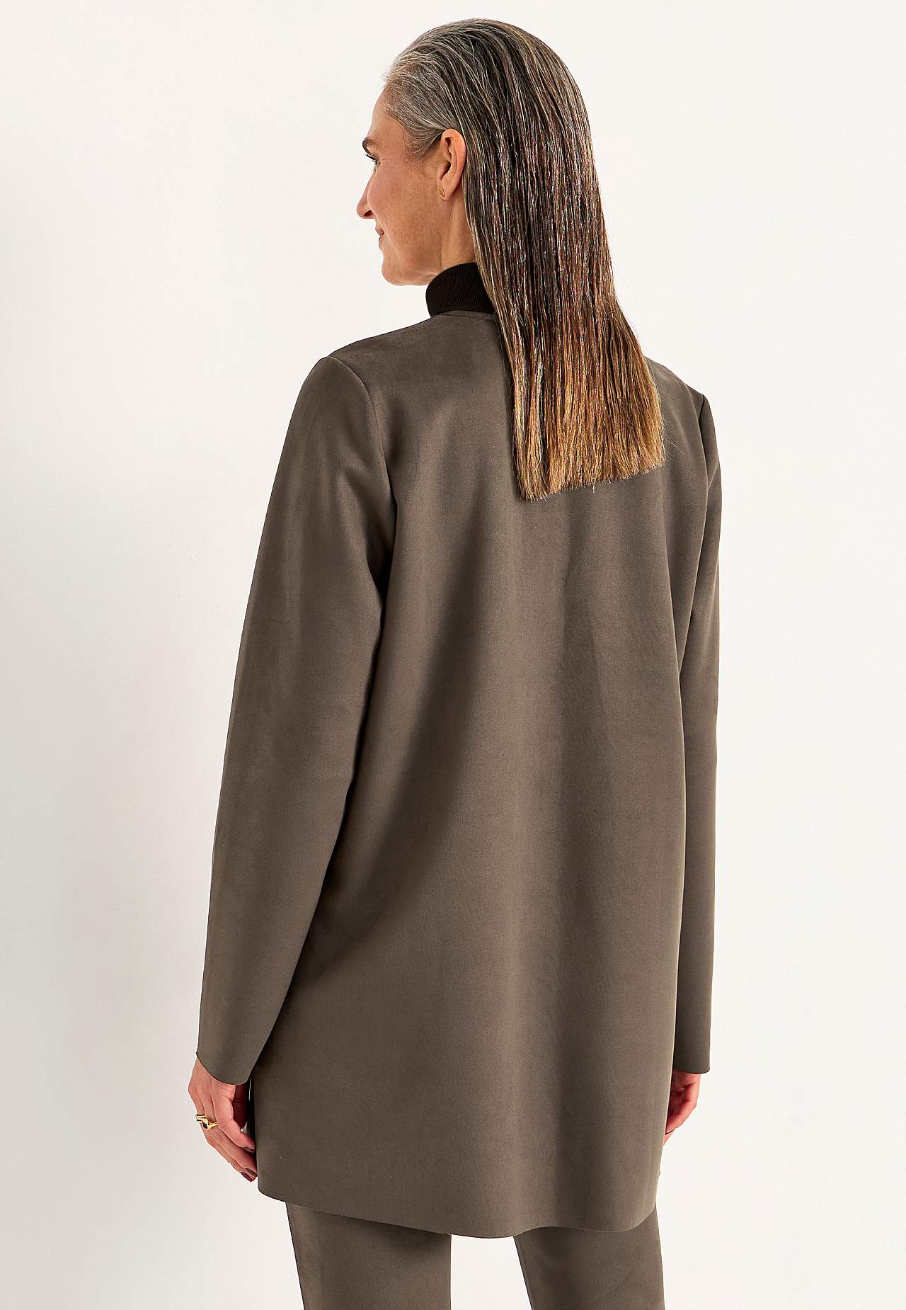 Tricot jacket with suede look