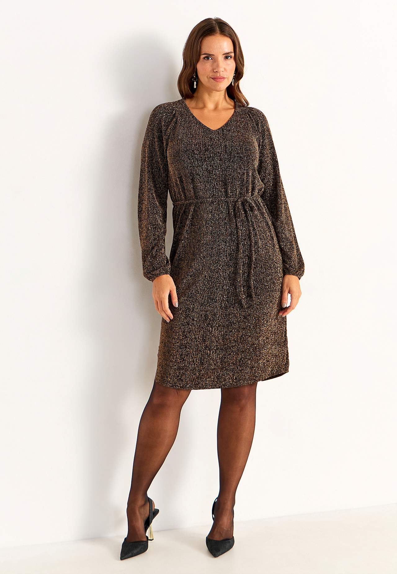 Party dress with glittery threads
