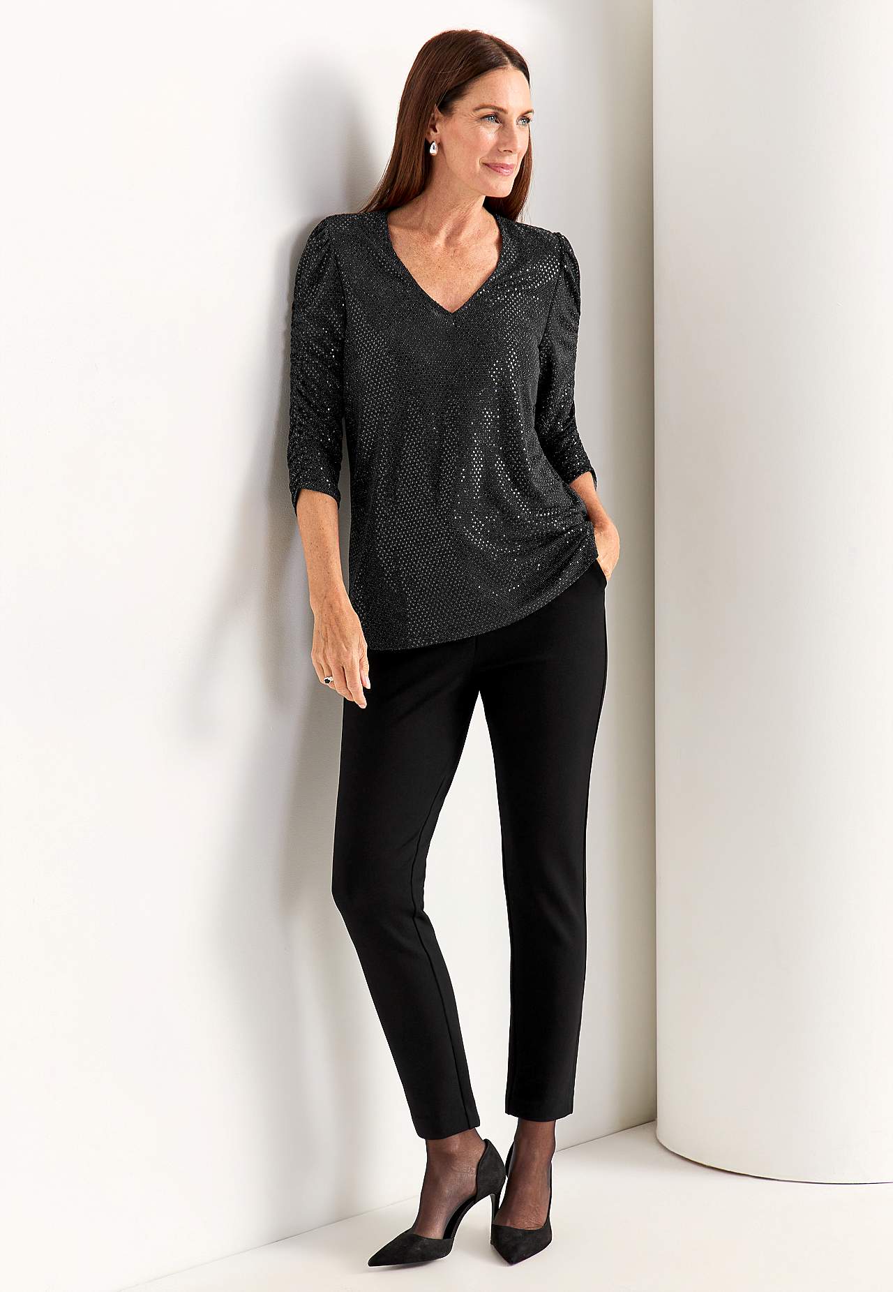Sequin top with 3/4 sleeves