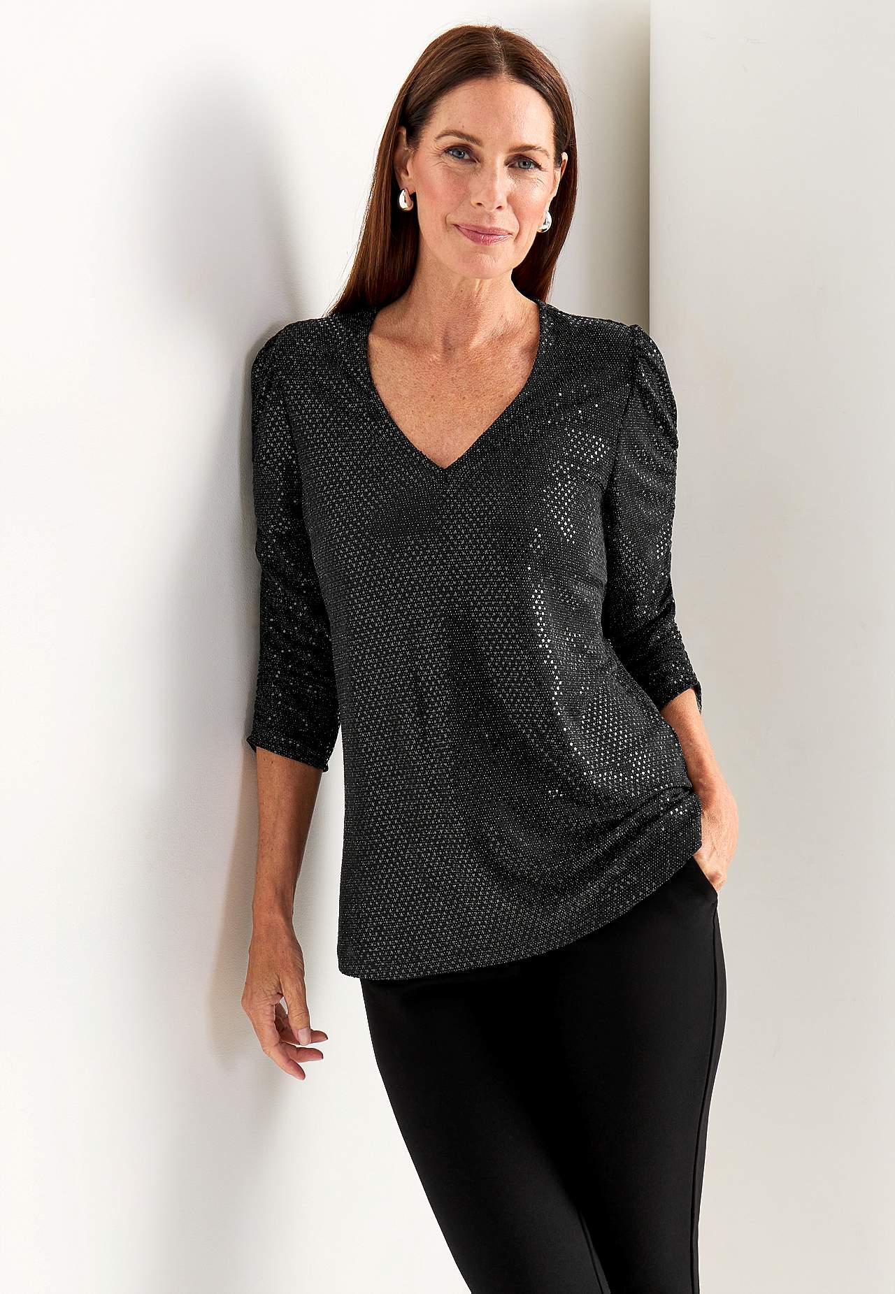 Sequin top with 3/4 sleeves
