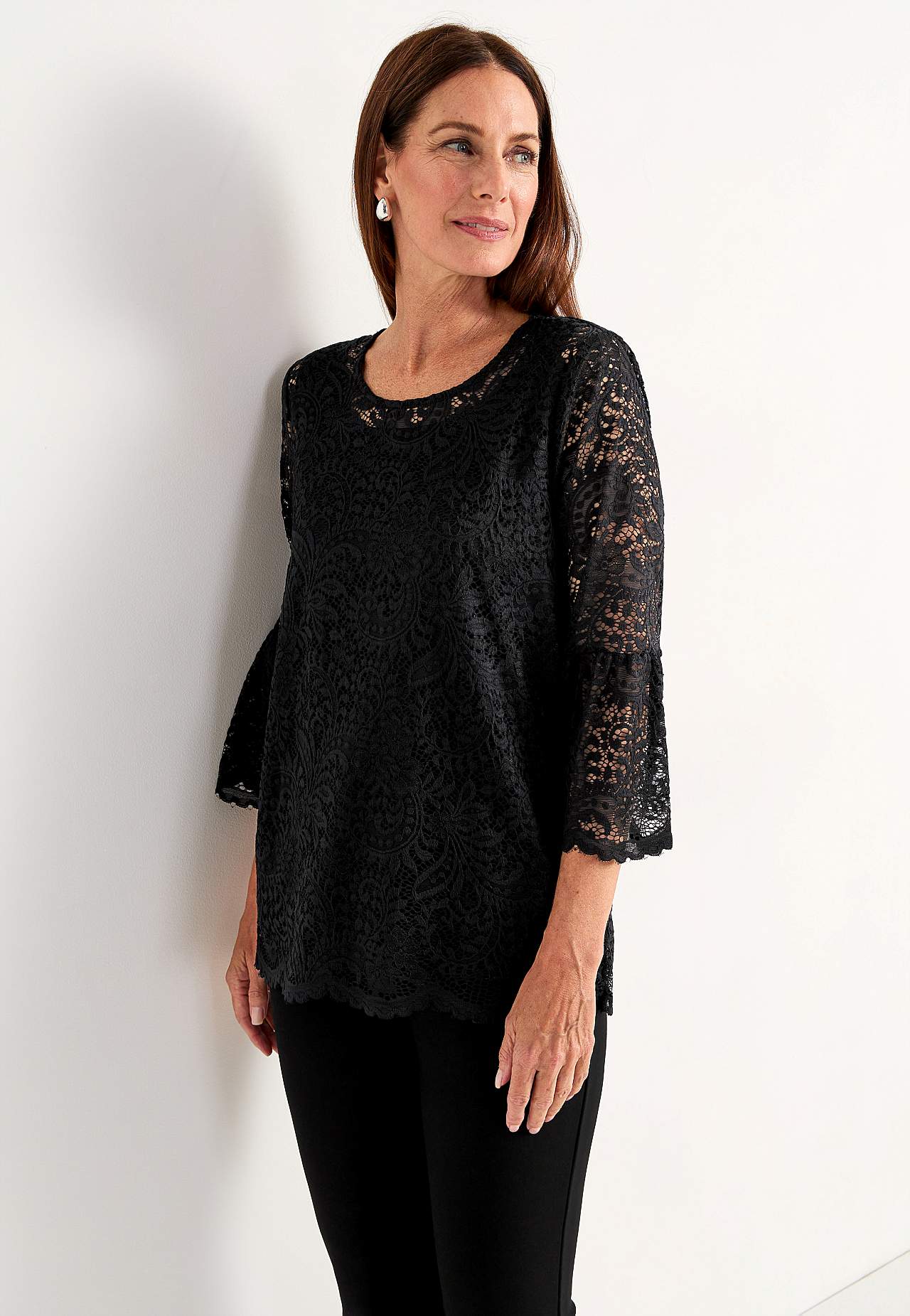 Lace top with bell sleeve