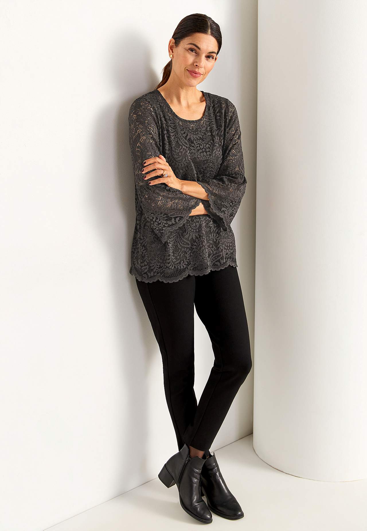 Lace top with bell sleeve
