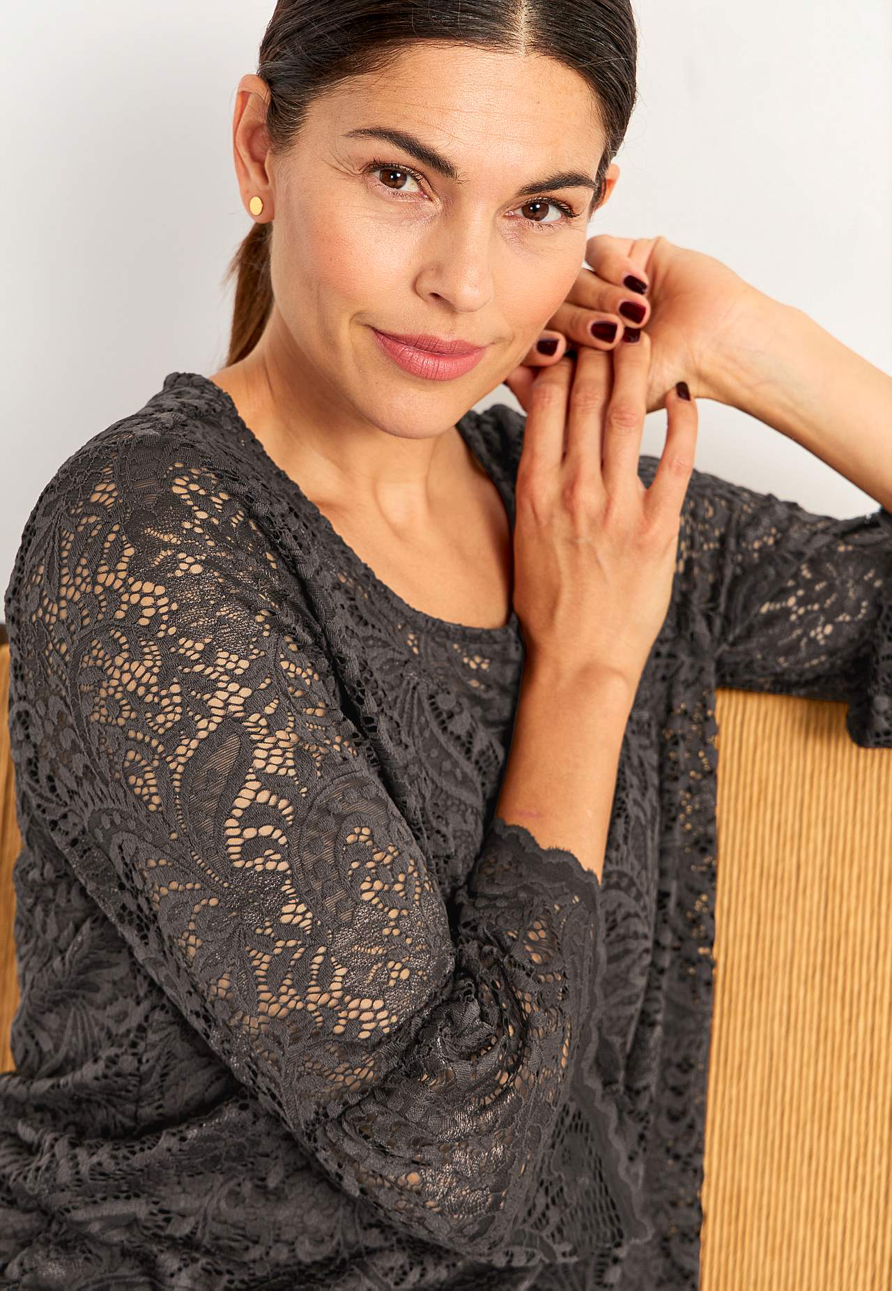 Lace top with bell sleeve