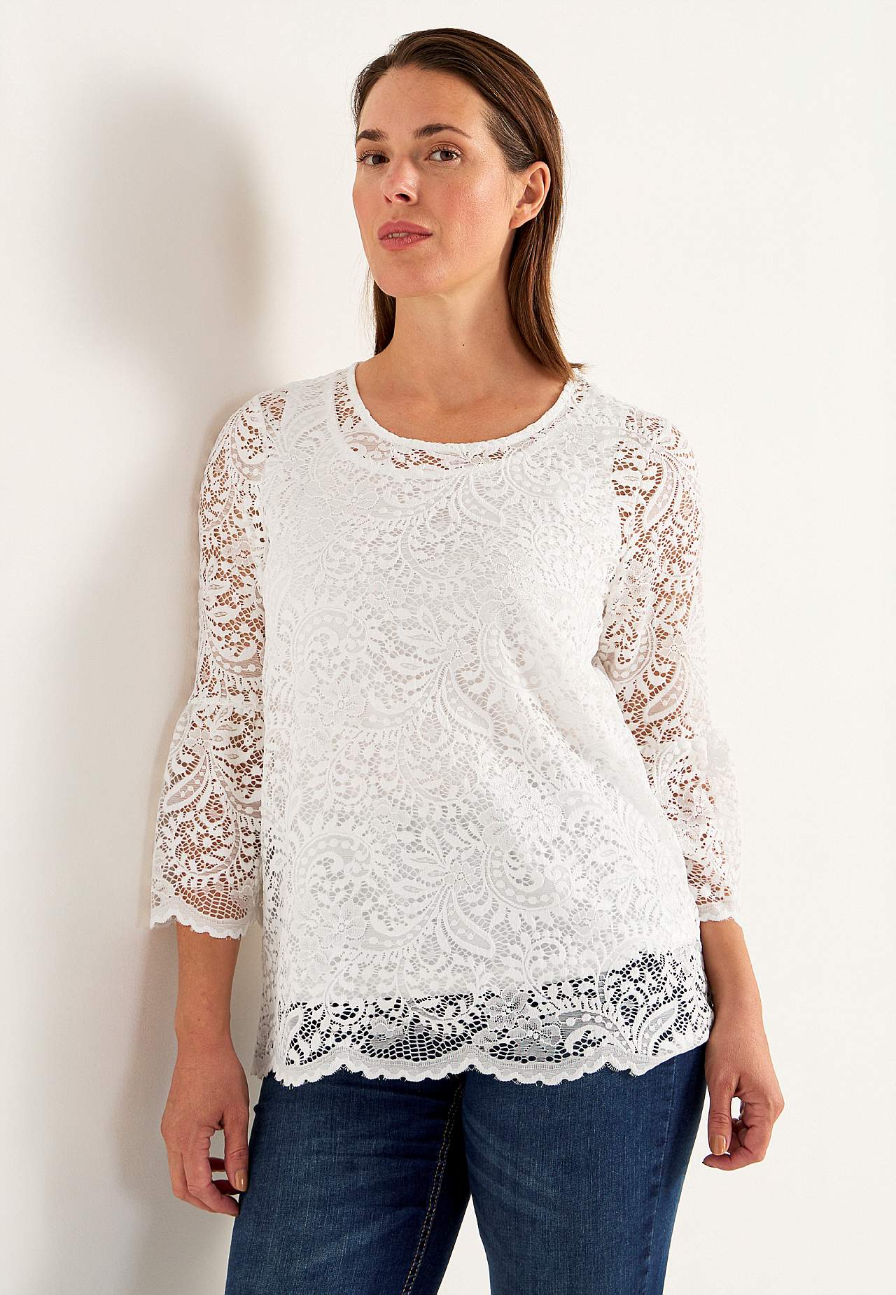 Lace top with bell sleeve