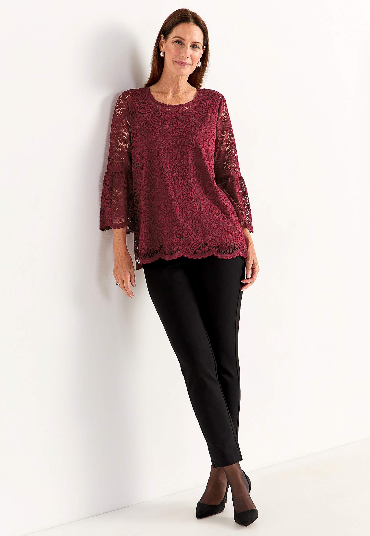 Lace top with bell sleeve