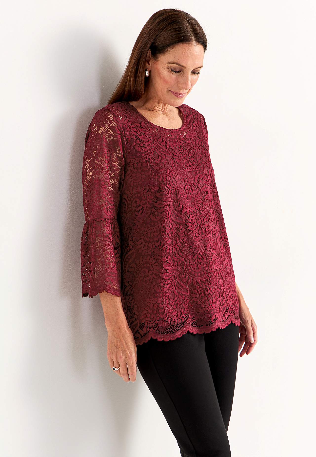 Lace top with bell sleeve