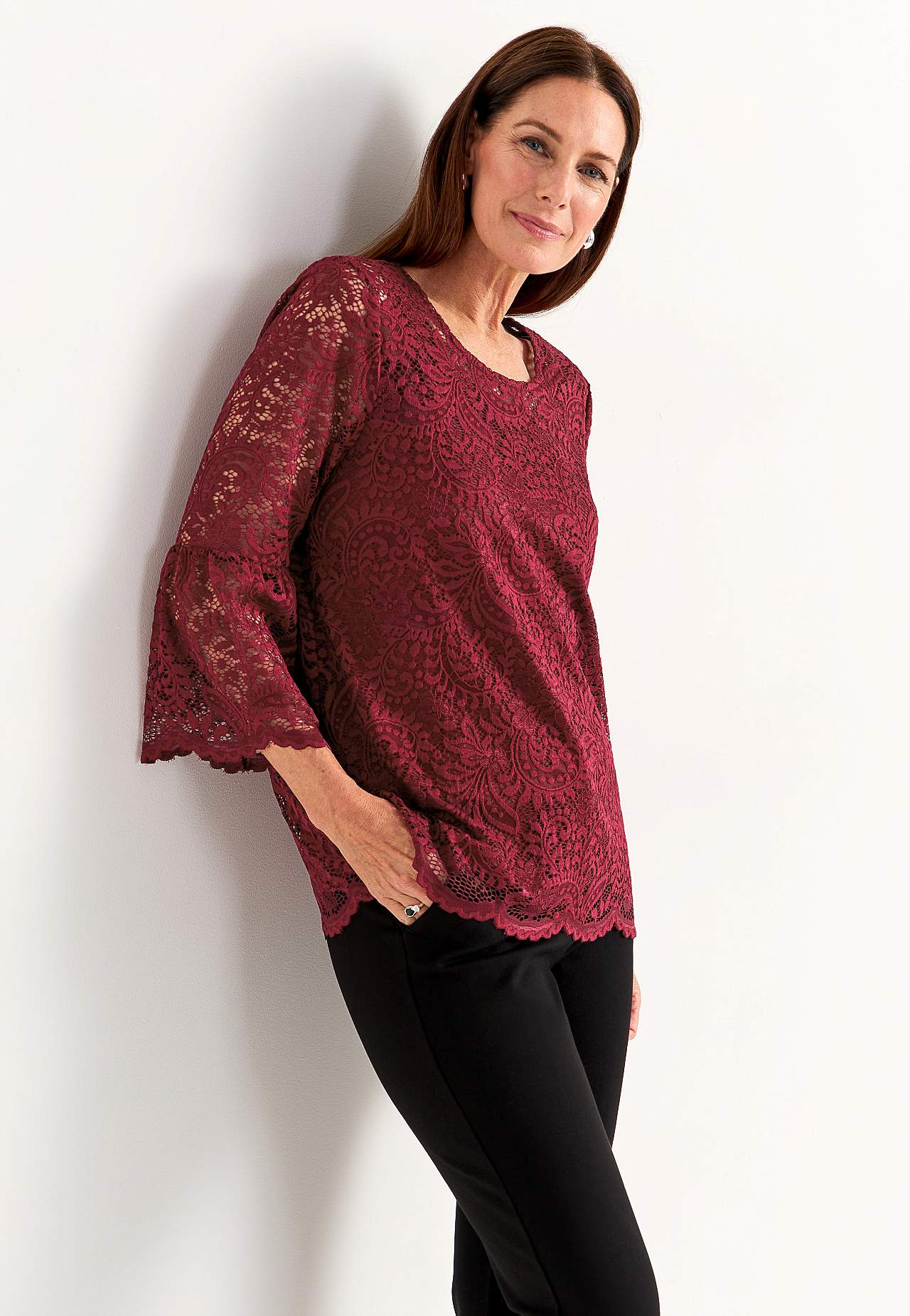 Lace top with bell sleeve