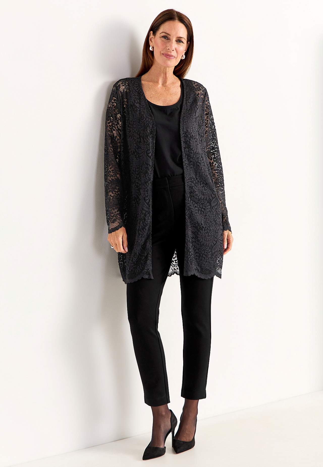 Lace top with cardigan design