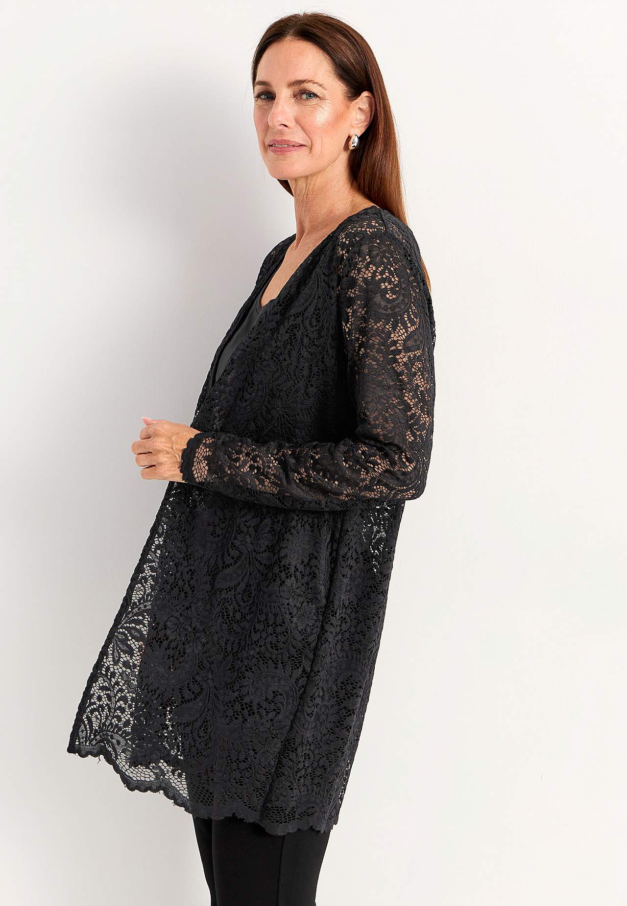 Lace top with cardigan design