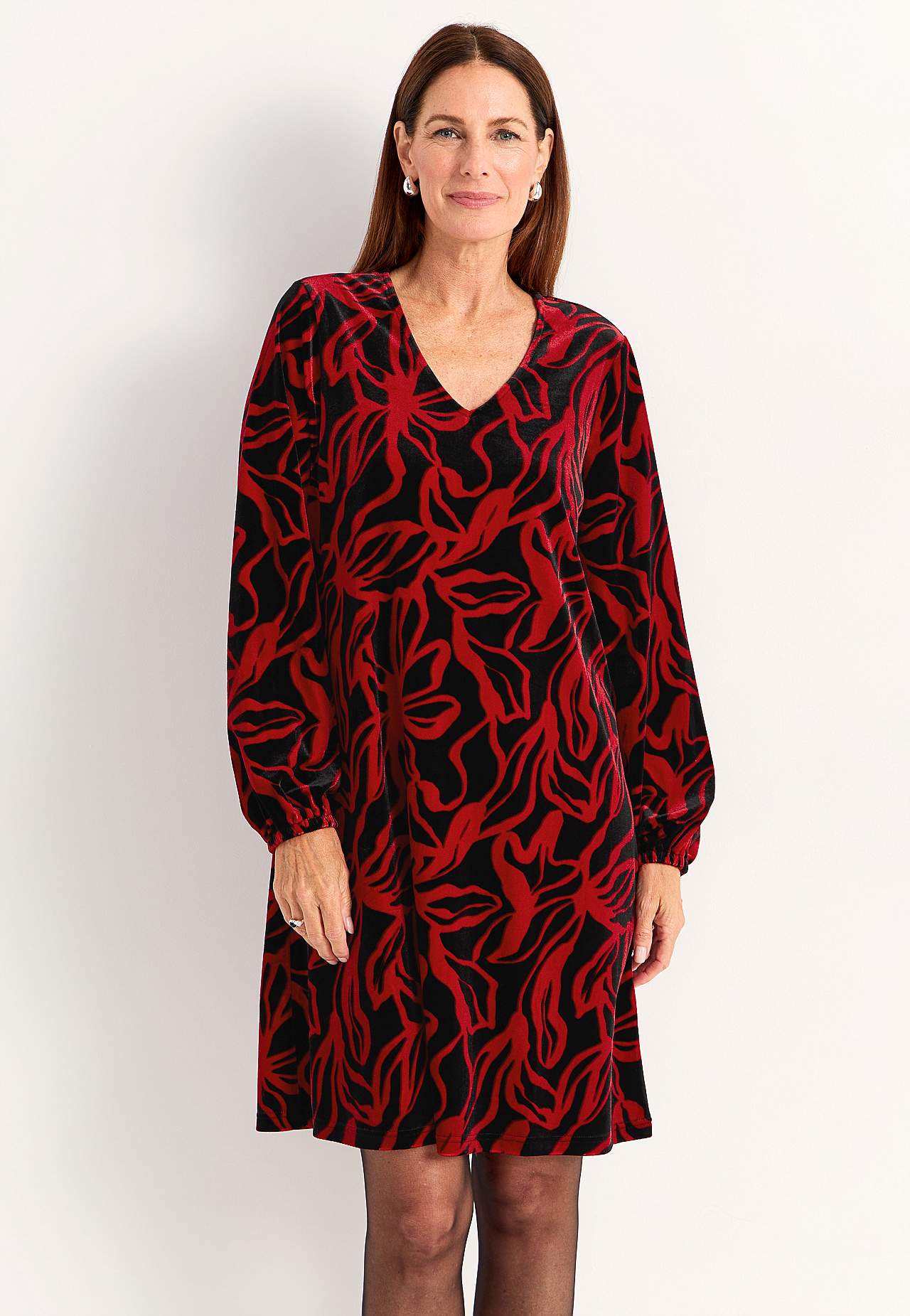 V-neck velvet dress