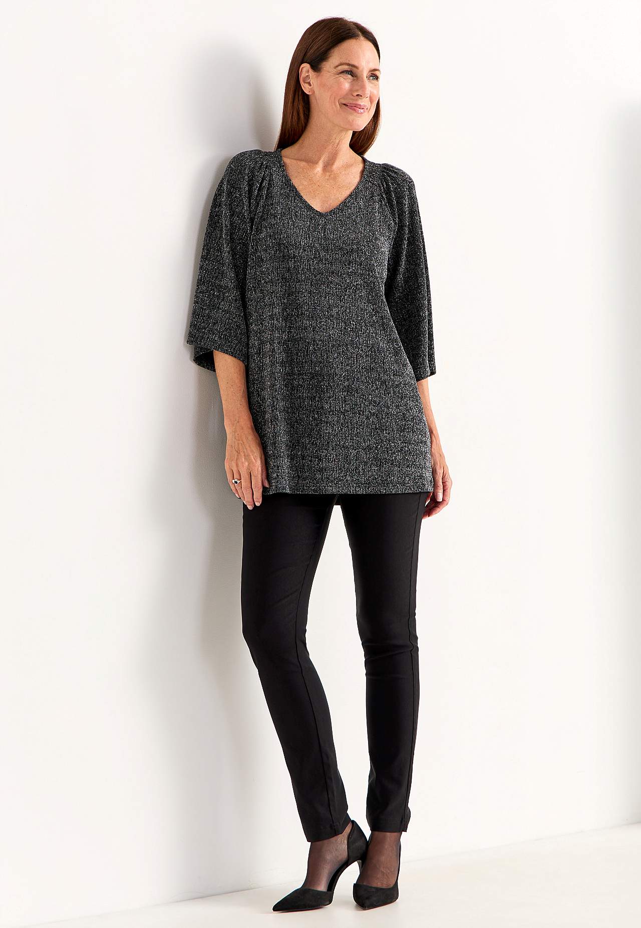 Party tunic with glittery threads