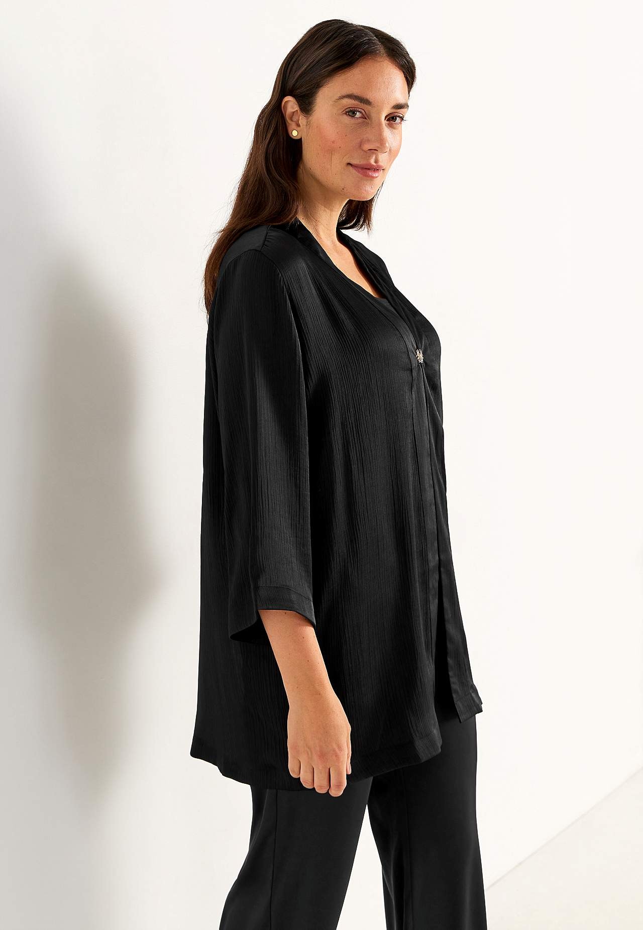 Open party tunic with gold coloured buckle